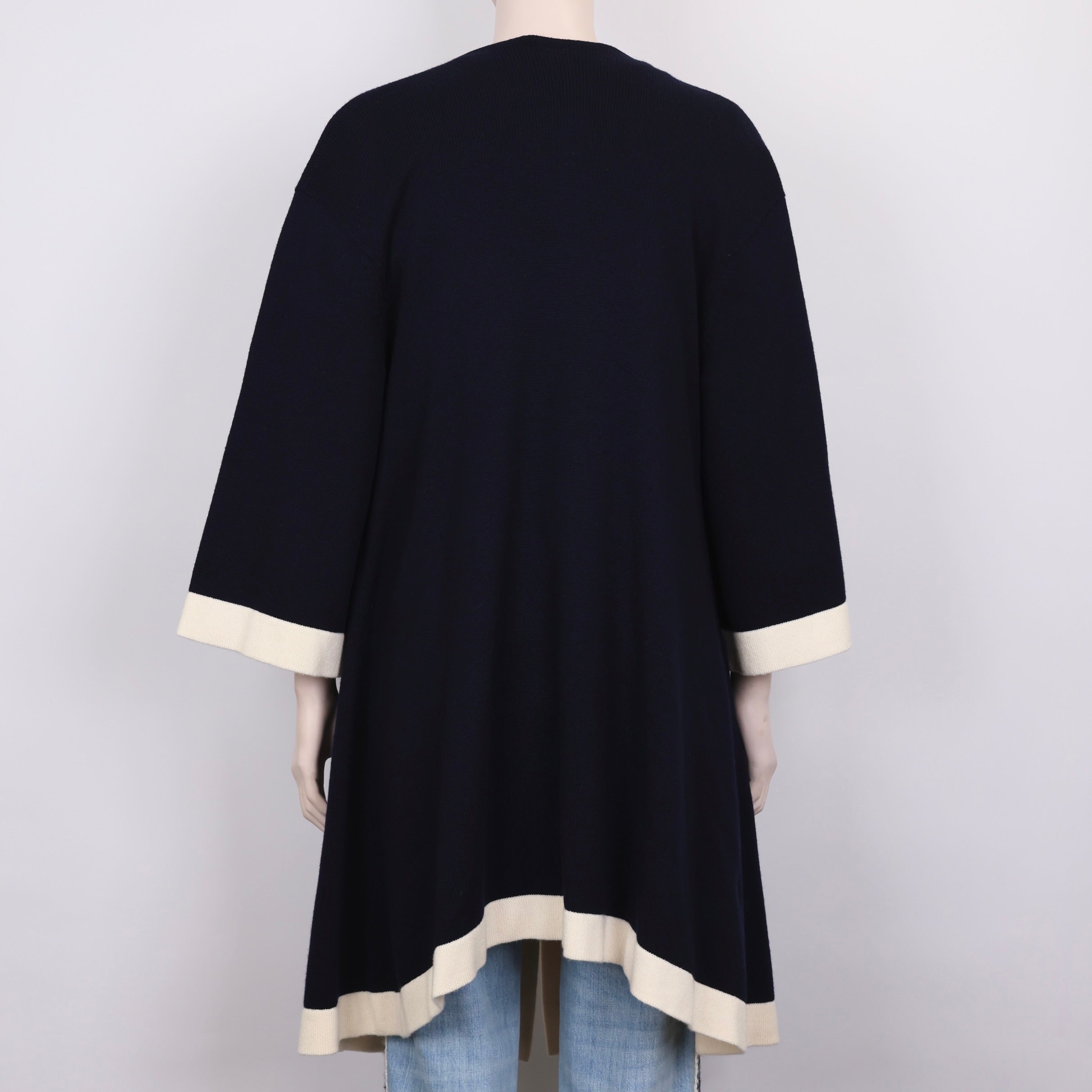 PRE OWNED- CHANEL CASHMERE CARDI/COAT WITH 'CC' LOGO BUTTONS. SIZE 38FR