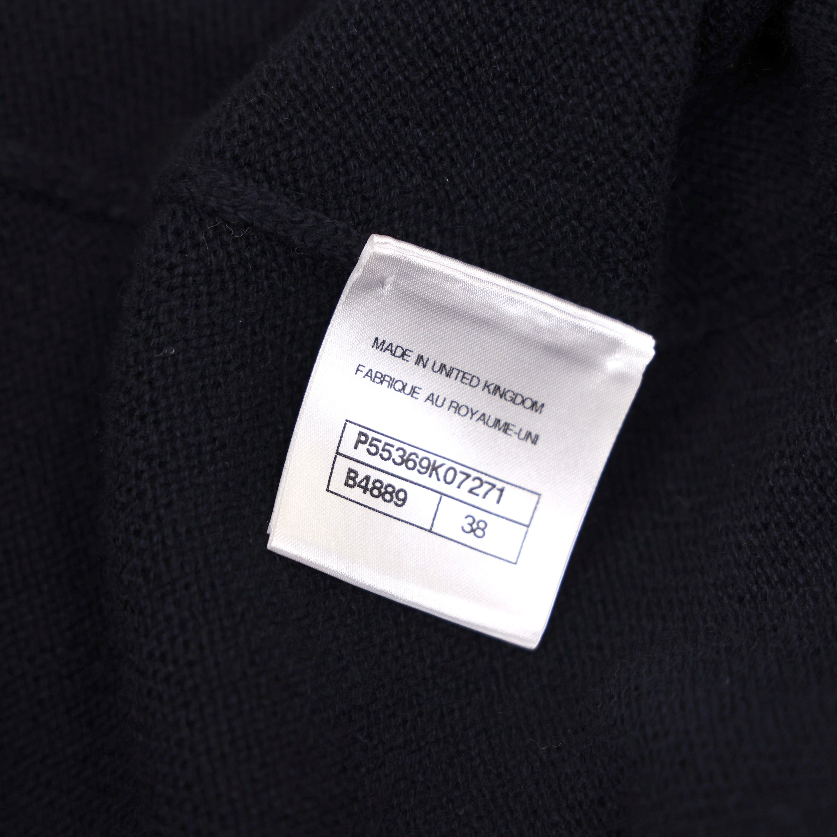 PRE OWNED- CHANEL CASHMERE CARDI/COAT WITH 'CC' LOGO BUTTONS. SIZE 38FR