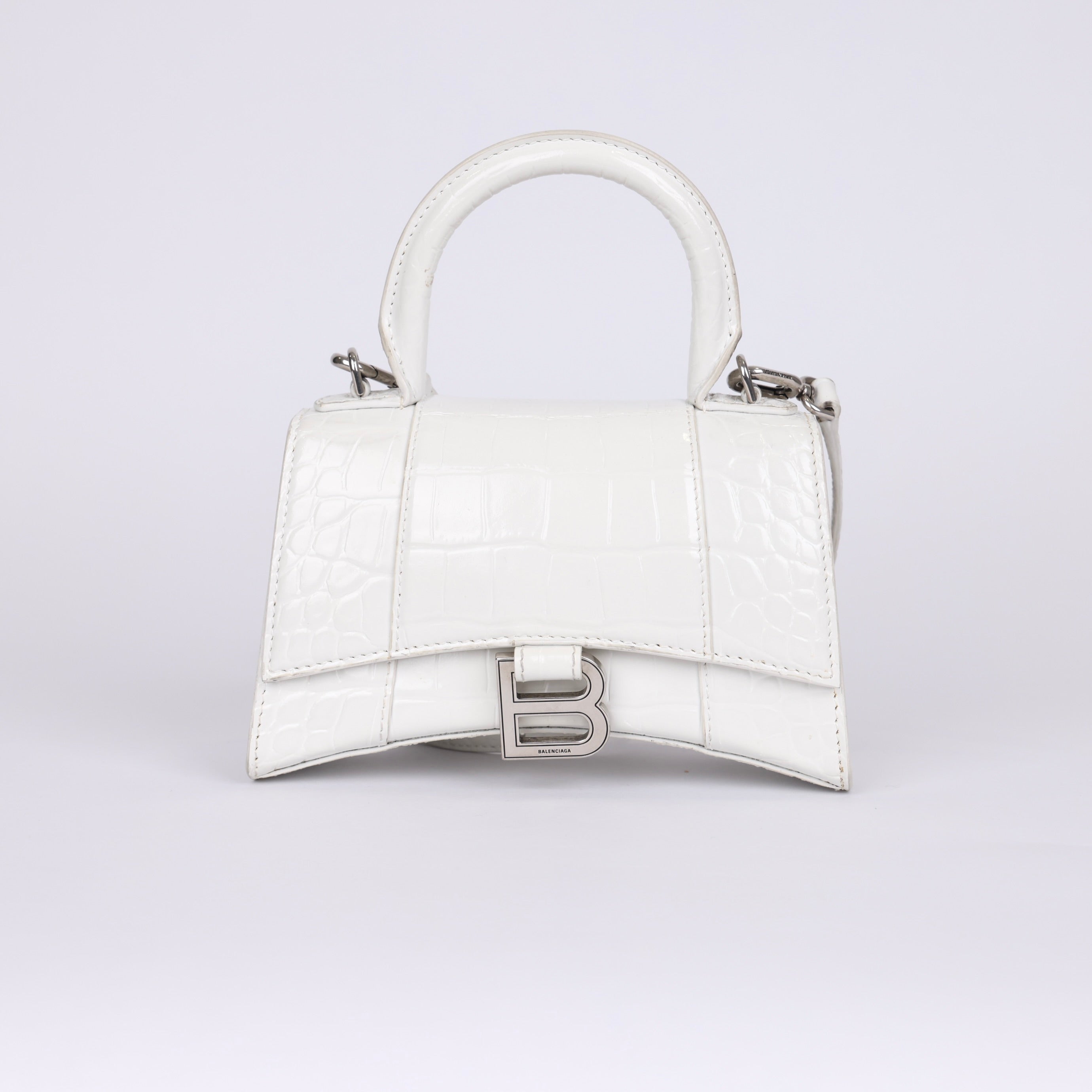 PRE OWNED- BALENCIAGA white calf leather shoulder bag Size XS