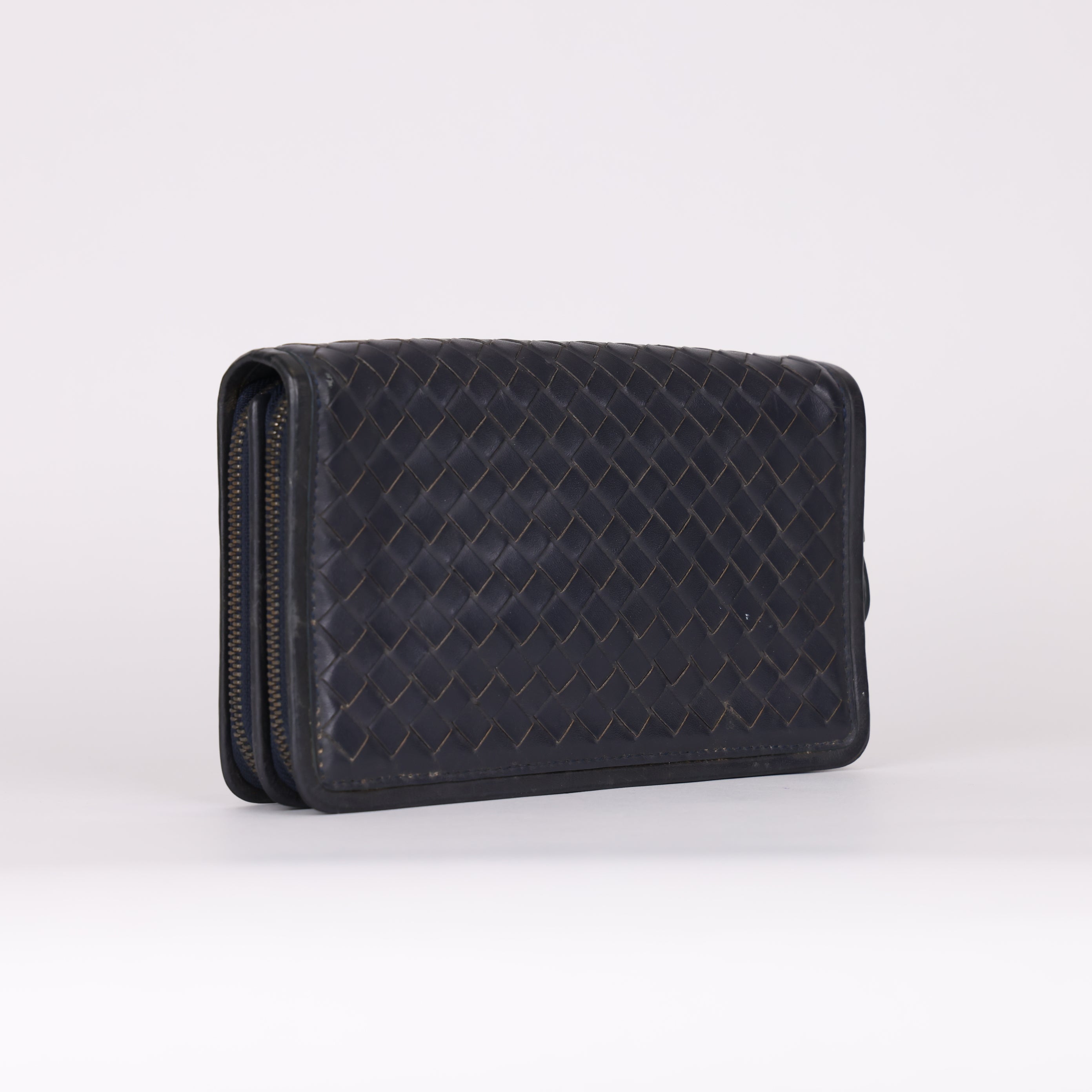 PRE OWNED- Bottega Veneta Black Intrecciato Wallet J0562W32143