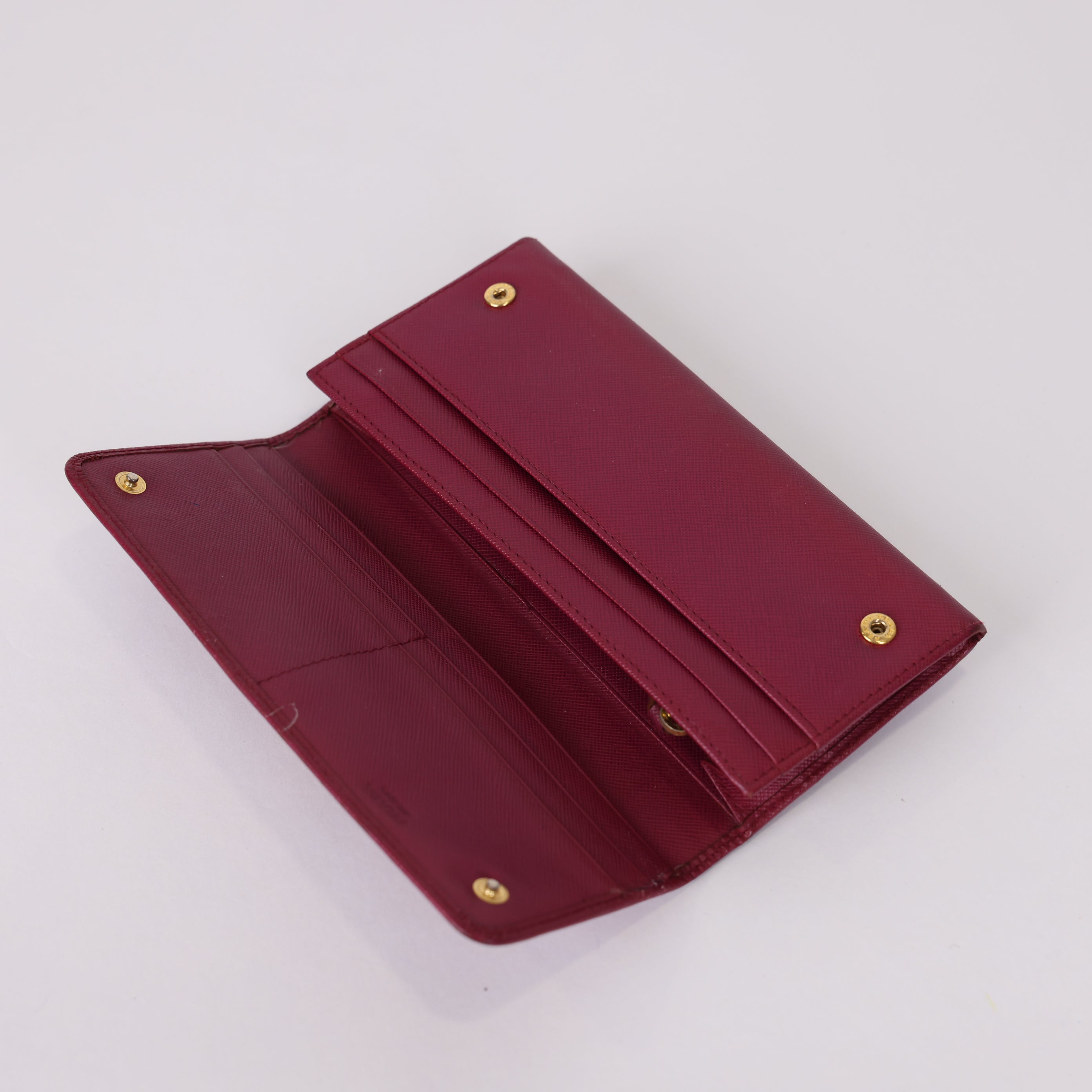 PRE OWNED- Prada Saffiano Metal Peonia Long Wallet