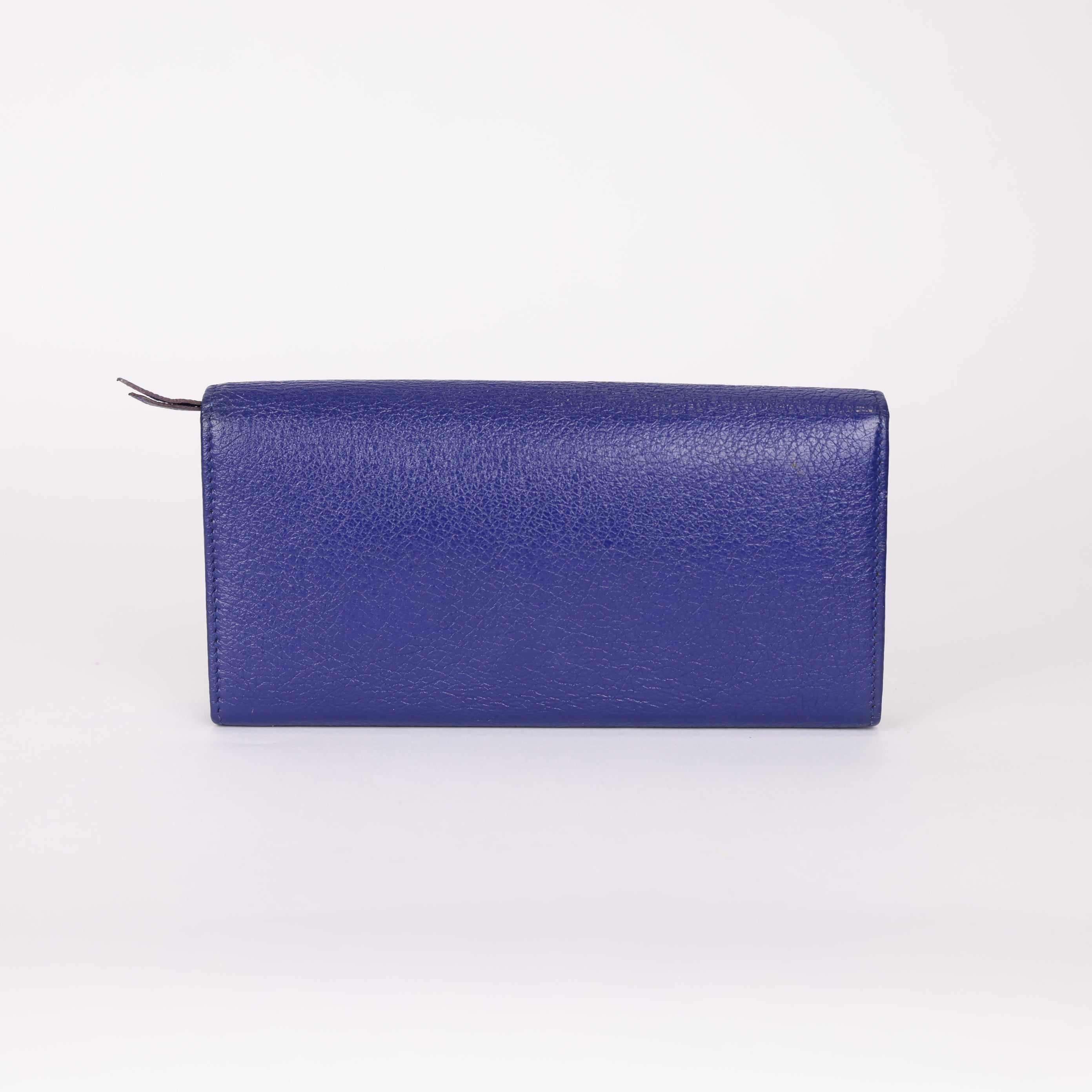 PRE OWNED- BALENCIAGA navy blue City Moto leather continental wallet J0565W94211