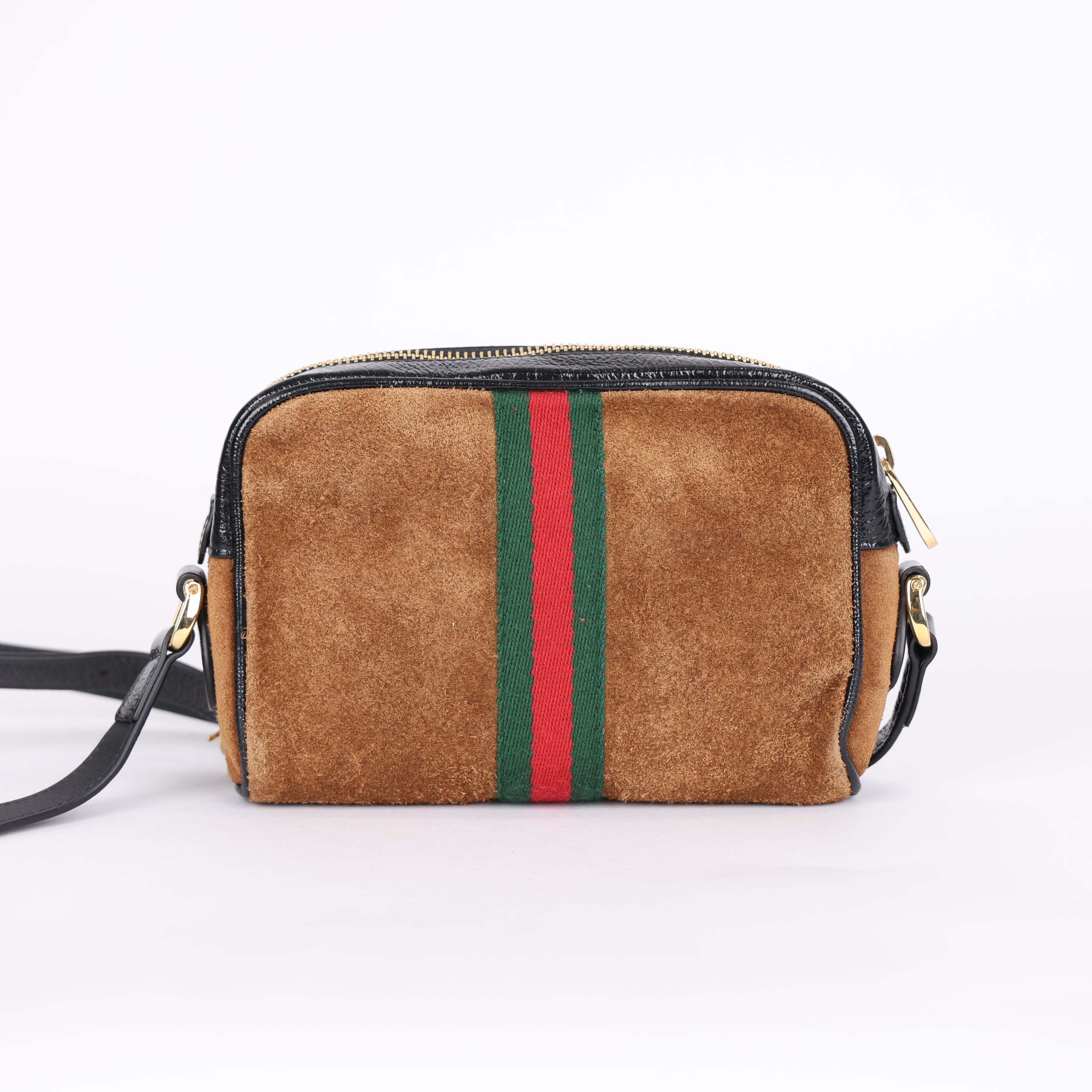PRE OWNED- GUCCI Ophidia Brown Suede Crossbody Shoulder Bag J0561B04611