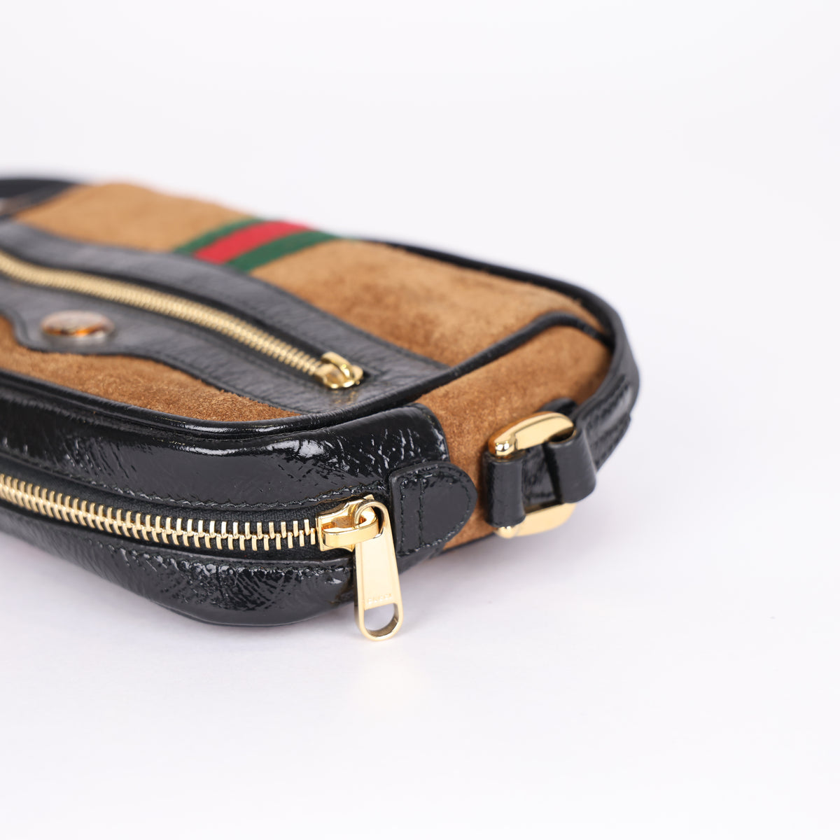PRE OWNED- GUCCI Ophidia Brown Suede Crossbody Shoulder Bag J0561B04611