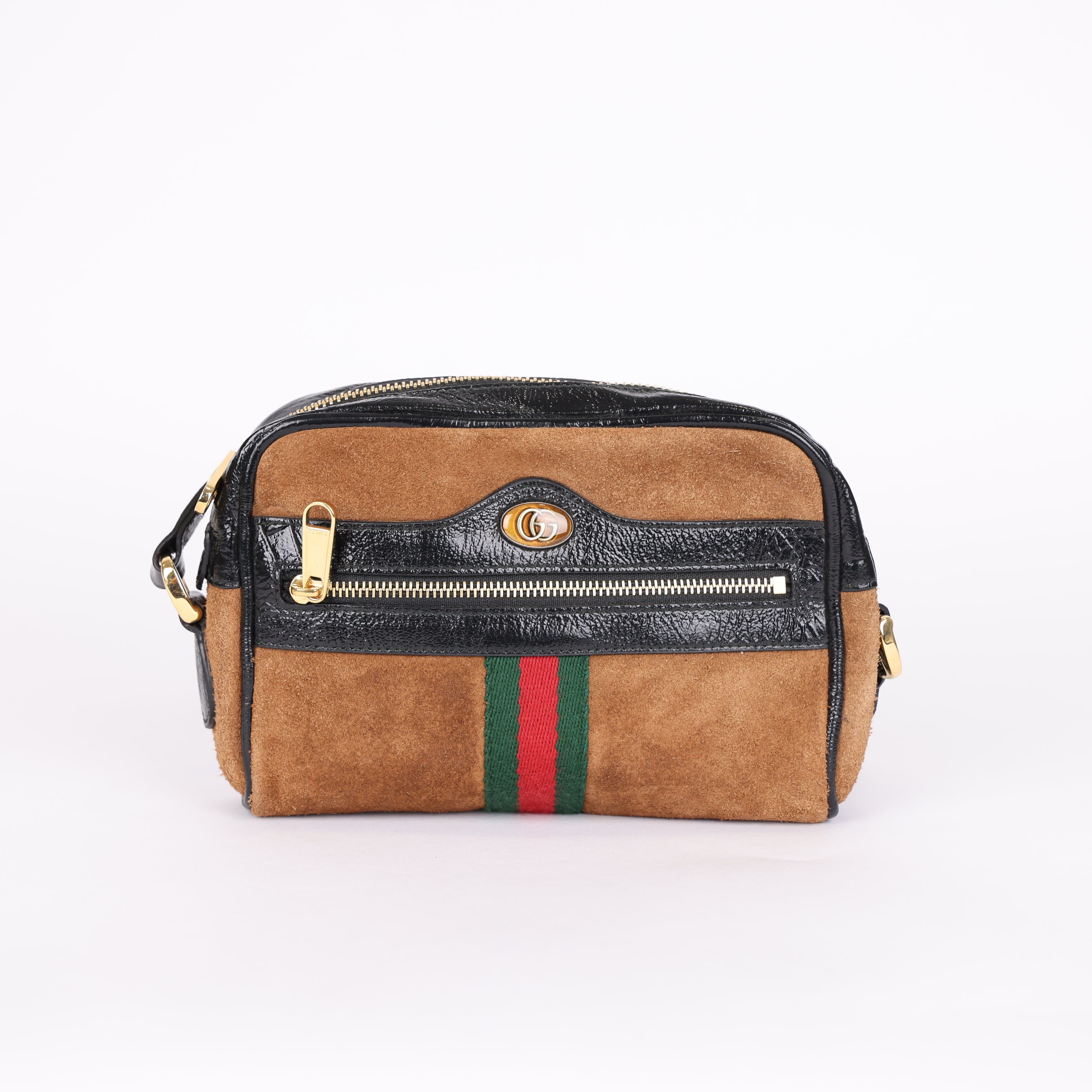 PRE OWNED- GUCCI Ophidia Brown Suede Crossbody Shoulder Bag J0574B08923