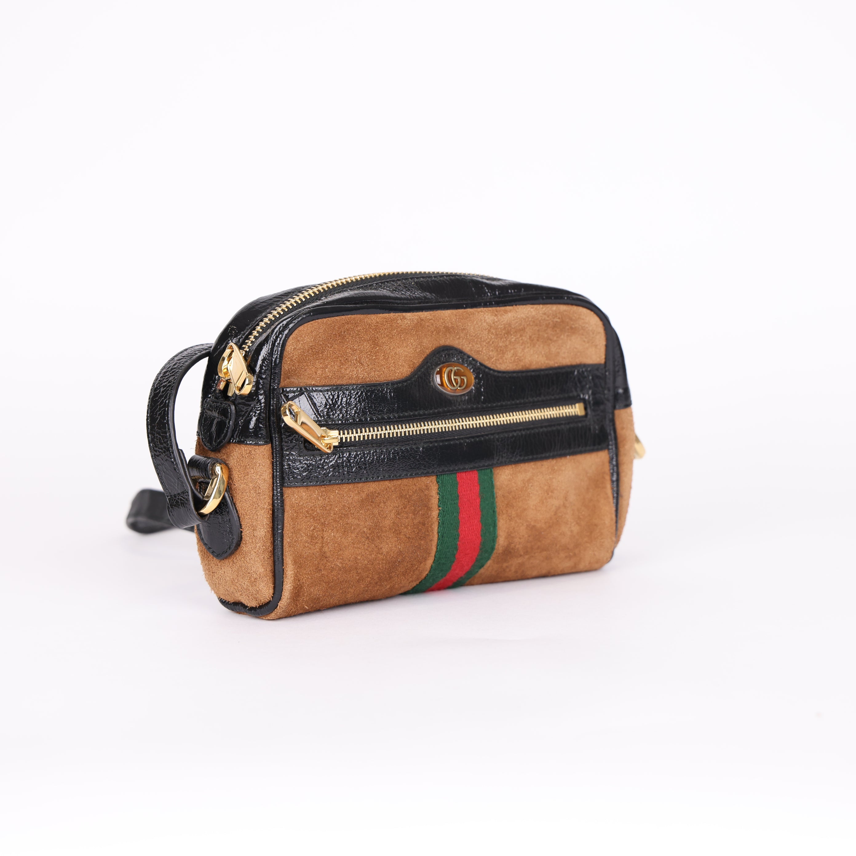 PRE OWNED- GUCCI Ophidia Brown Suede Crossbody Shoulder Bag J0574B08923