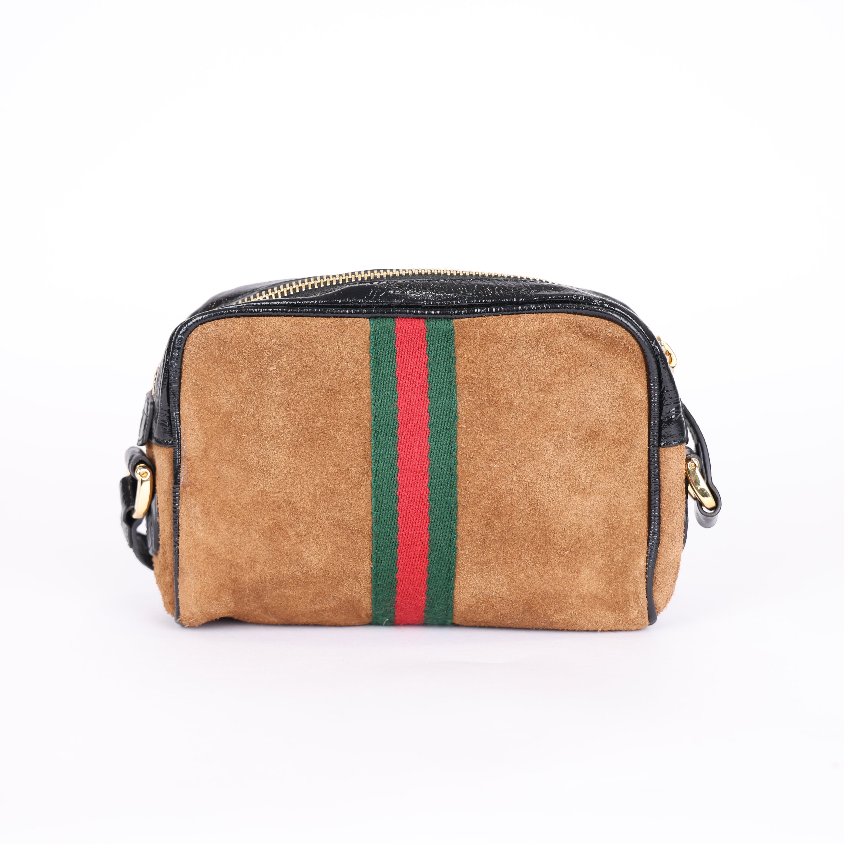 PRE OWNED- GUCCI Ophidia Brown Suede Crossbody Shoulder Bag J0574B08923
