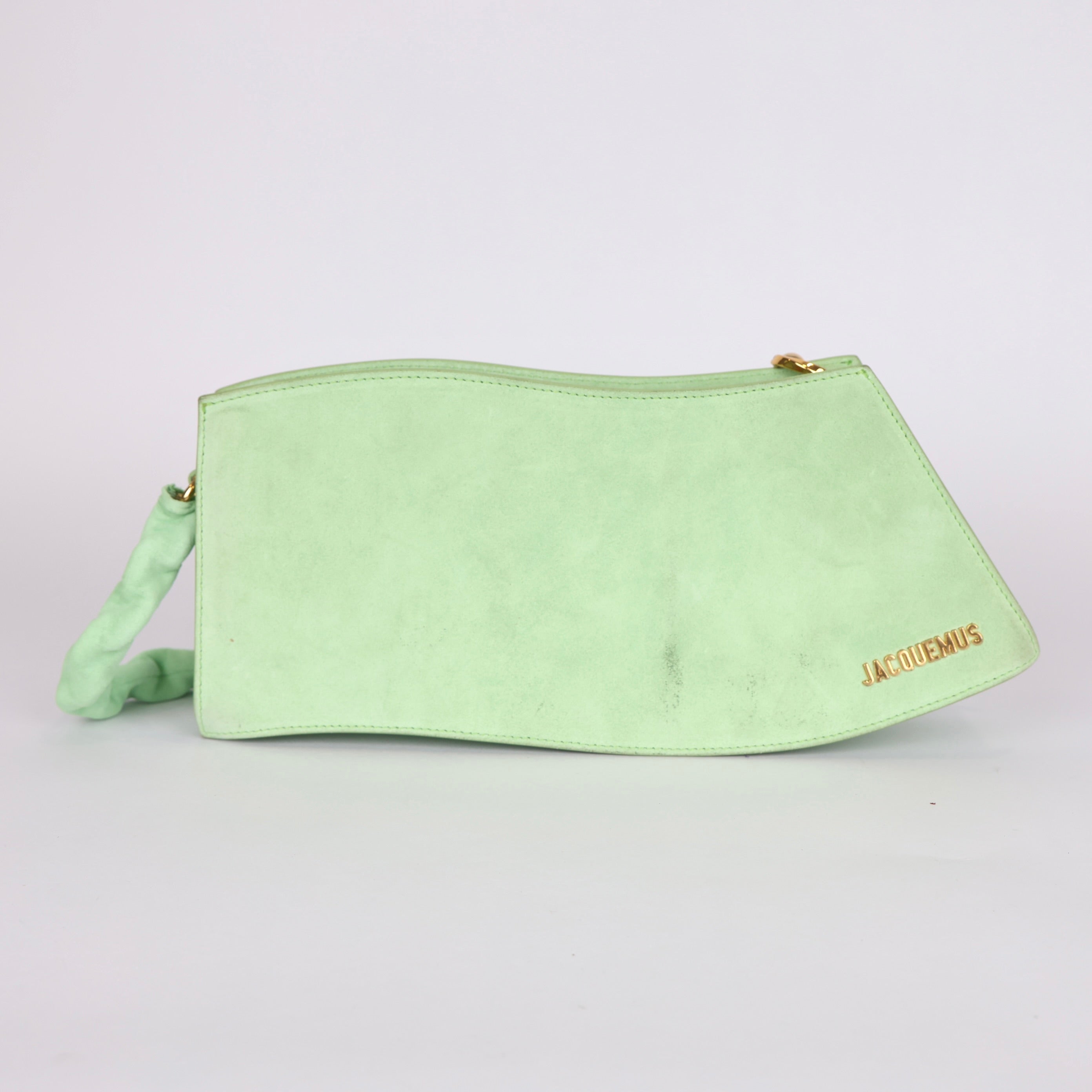 PRE OWNED- JACQUEMUS suede green shoulder bag J570B91023