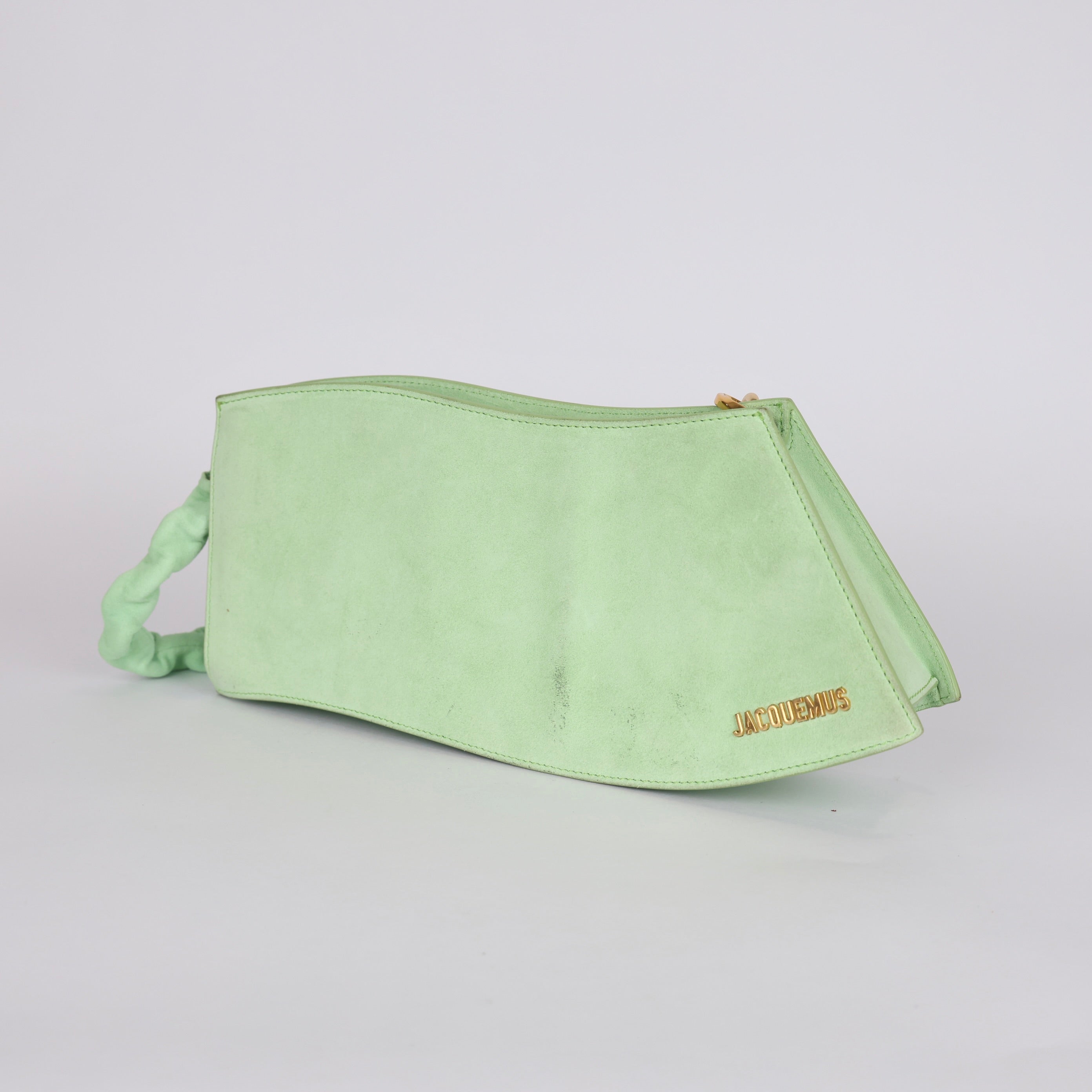 PRE OWNED- JACQUEMUS suede green shoulder bag J570B91023