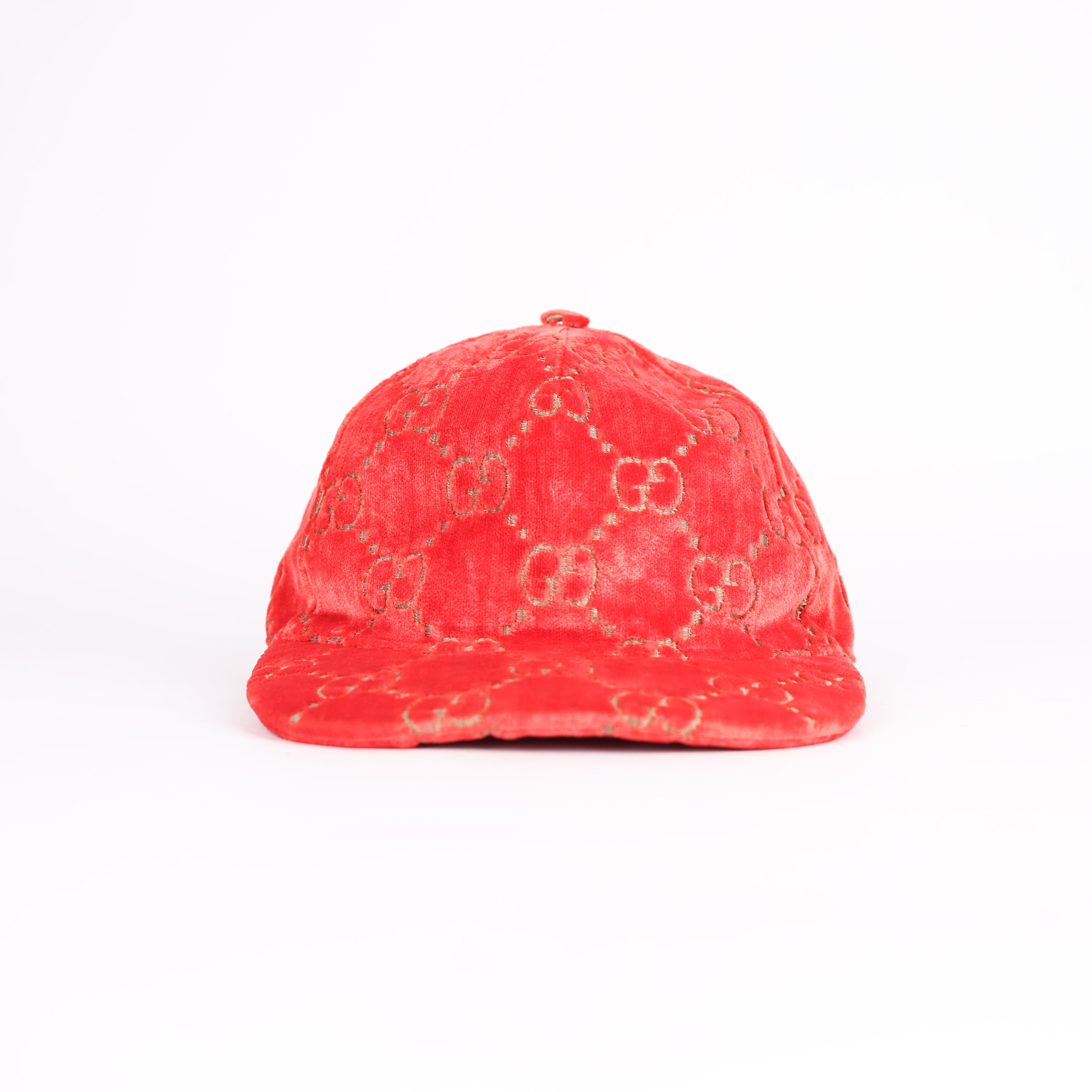 GUCCI Red Velvet GG Embossed Baseball Cap- Pre Owned