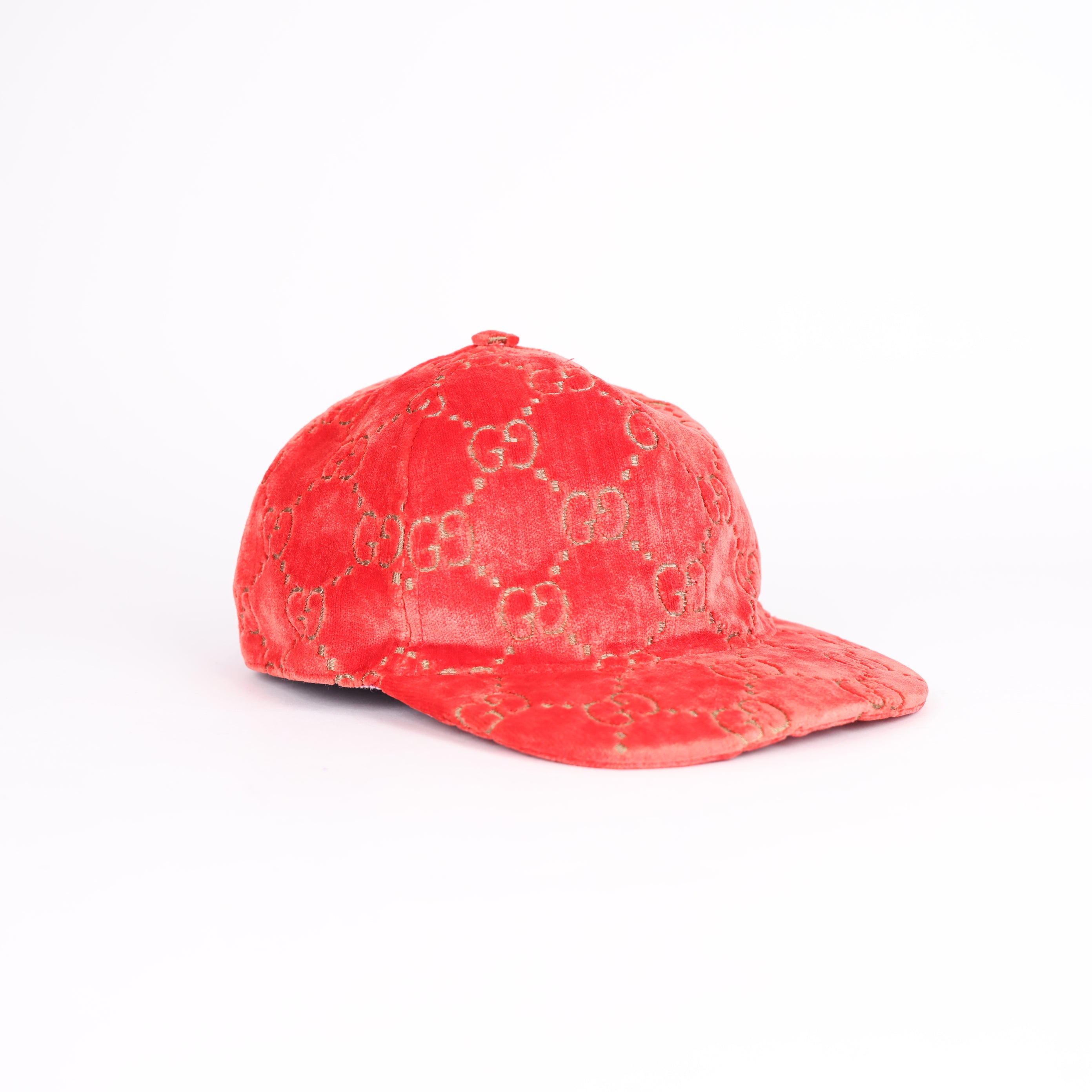 GUCCI Red Velvet GG Embossed Baseball Cap- Pre Owned