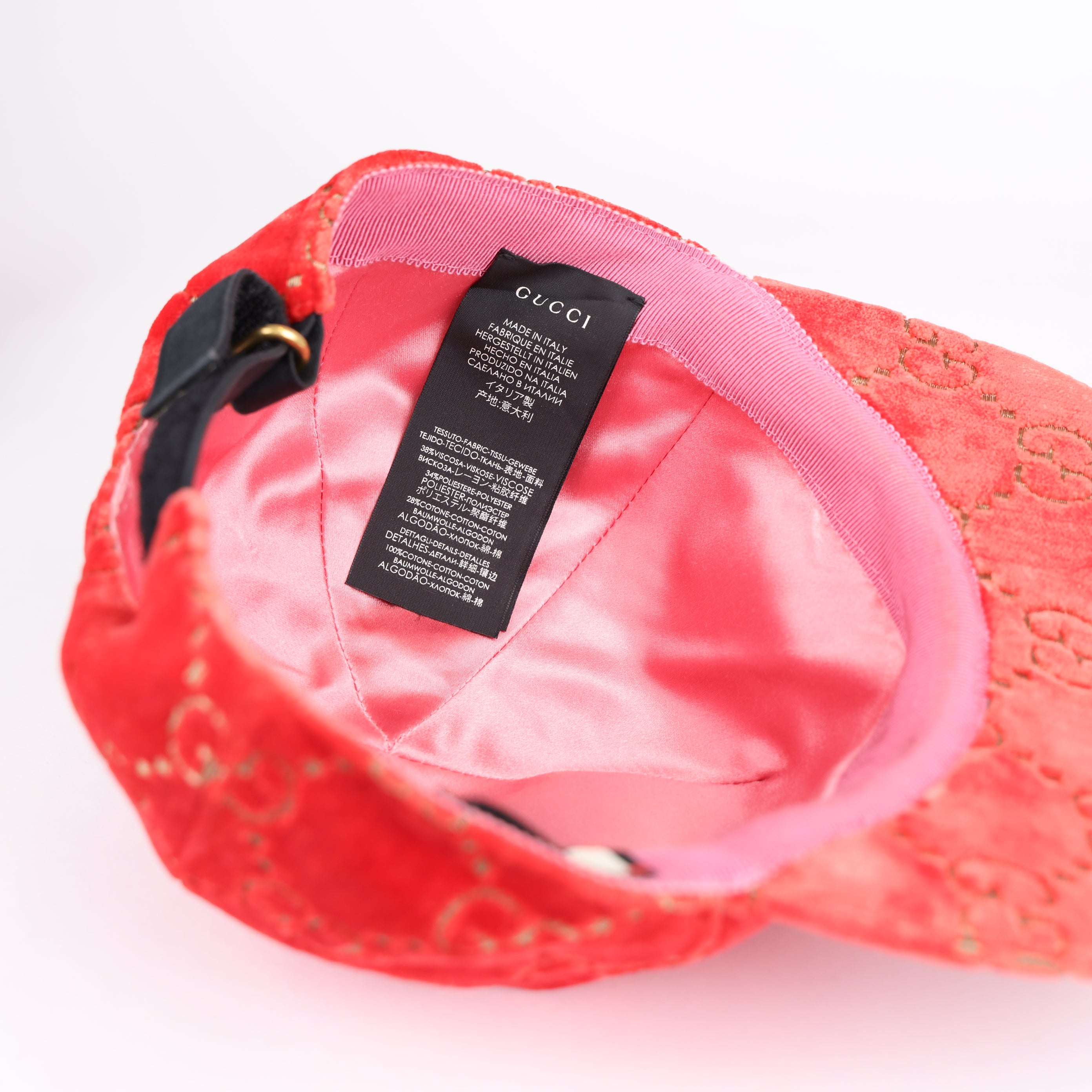 GUCCI Red Velvet GG Embossed Baseball Cap- Pre Owned