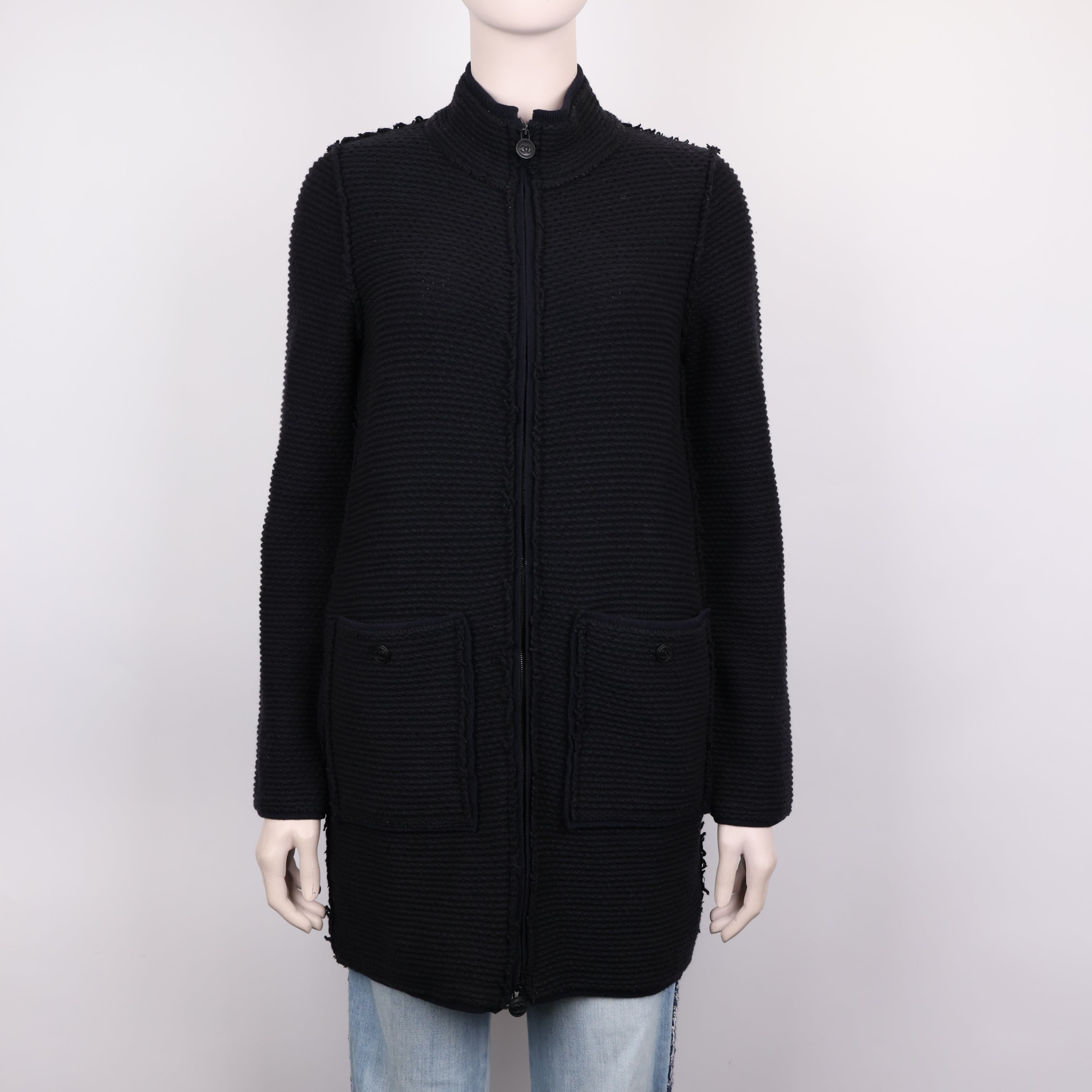 PRE OWNED- CHANEL Chanel embossed striped zipper jacket size 36 J0584C89442