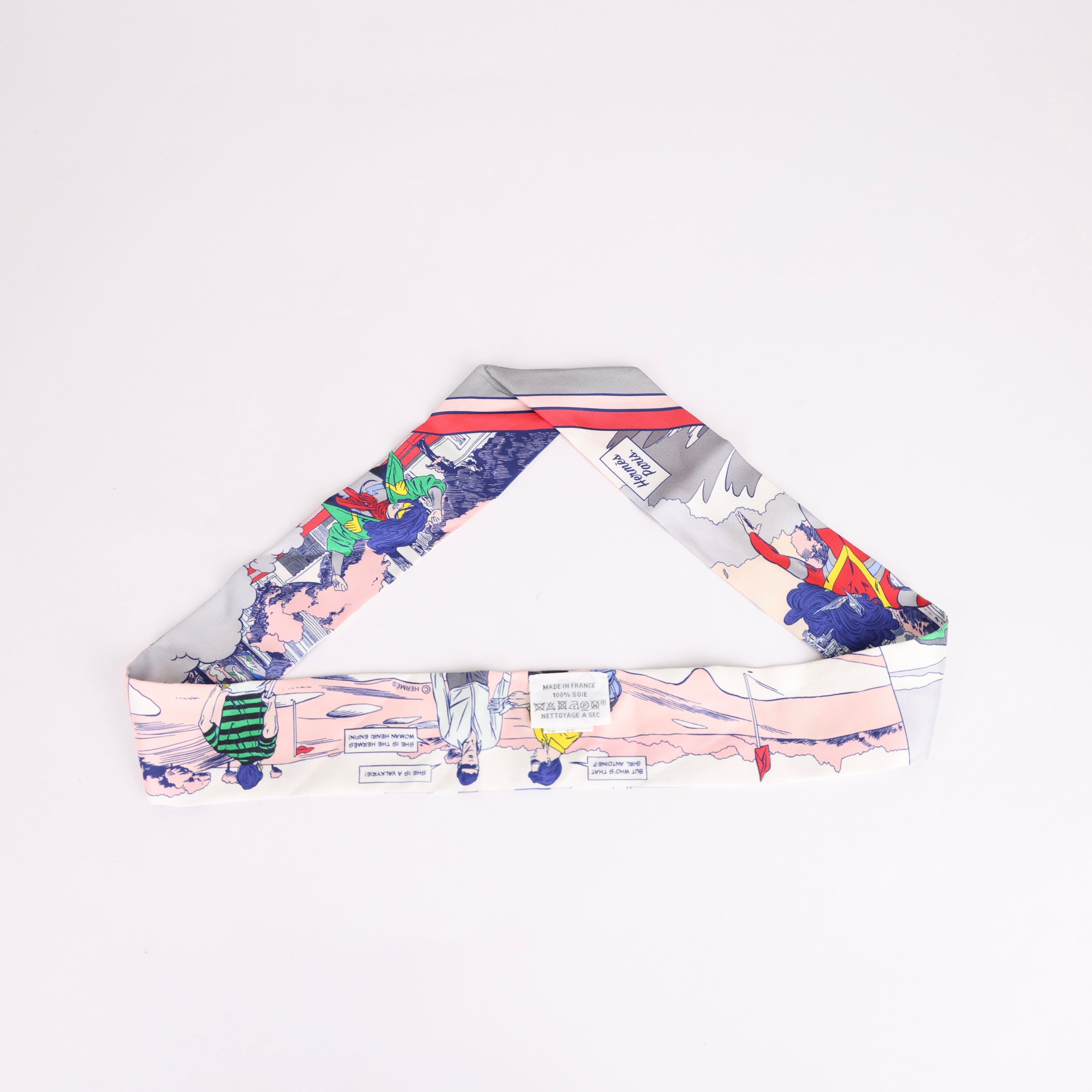 Hermès Grey Comics Print Silk Scarf- Pre Owned