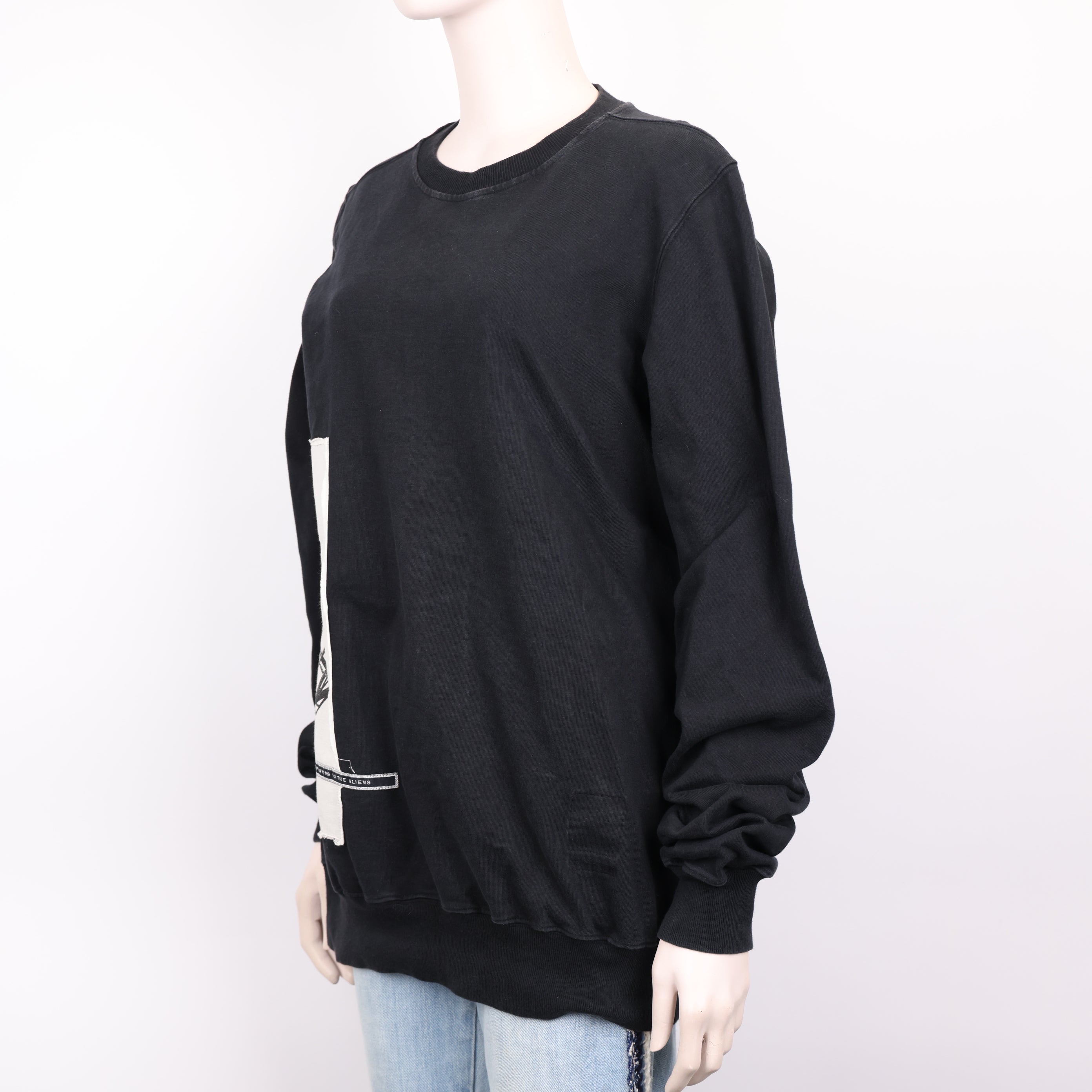 PRE OWNED- Rick Owens DRKSHDW Black Patch Crew Neck Sweatshirt Size M J0590C54472