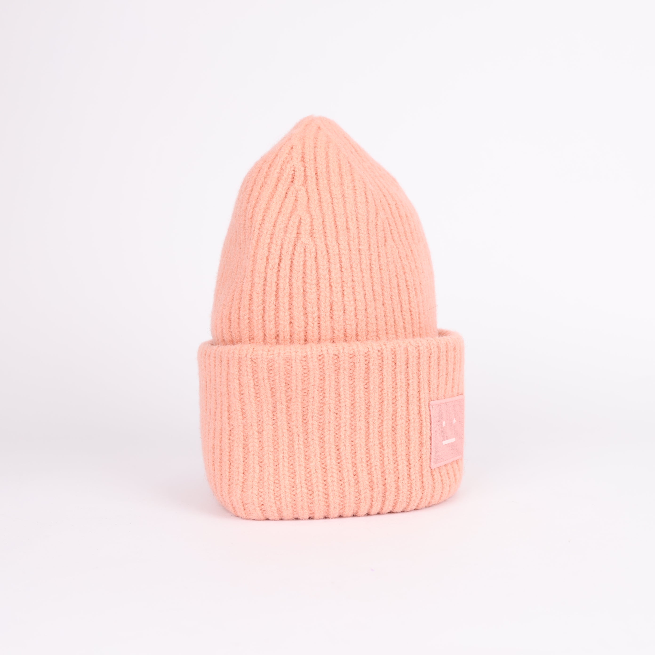 Acne Studios Pink Face Logo Knit Beanie- Pre Owned