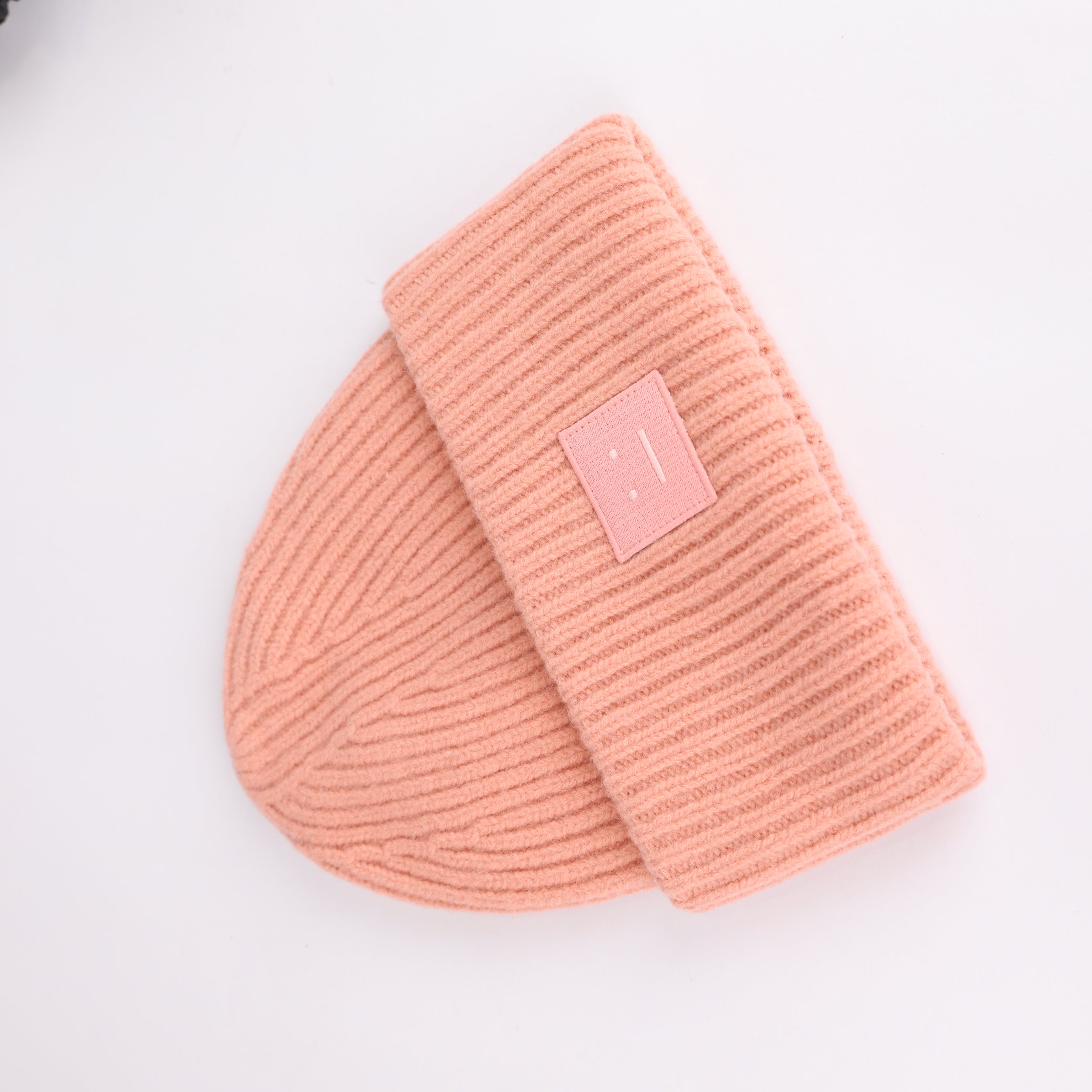 Acne Studios Pink Face Logo Knit Beanie- Pre Owned