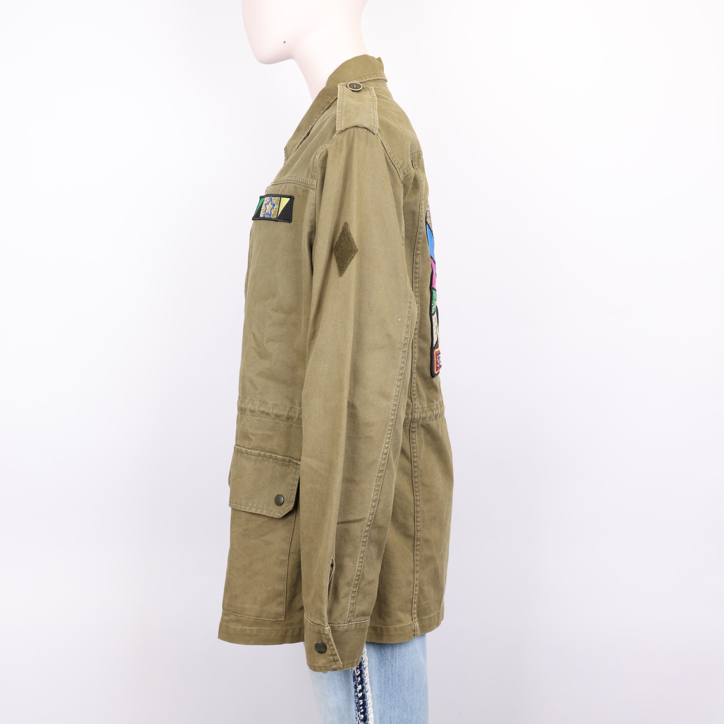 PRE OWNED- Saint Laurent slp army green logo embroidered jacket size 48 J0592C21194