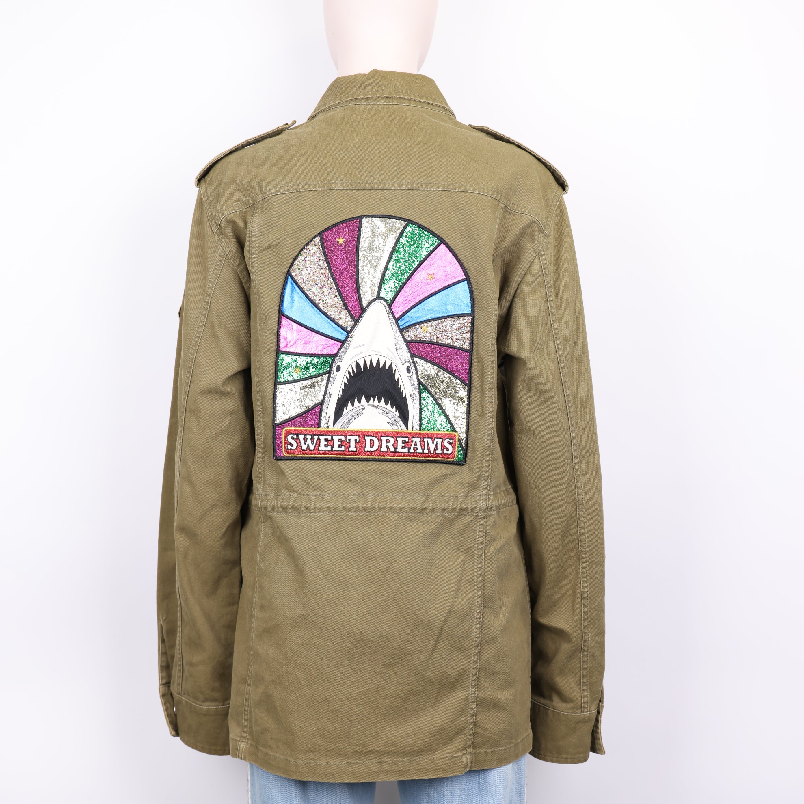 PRE OWNED- Saint Laurent slp army green logo embroidered jacket size 48 J0592C21194