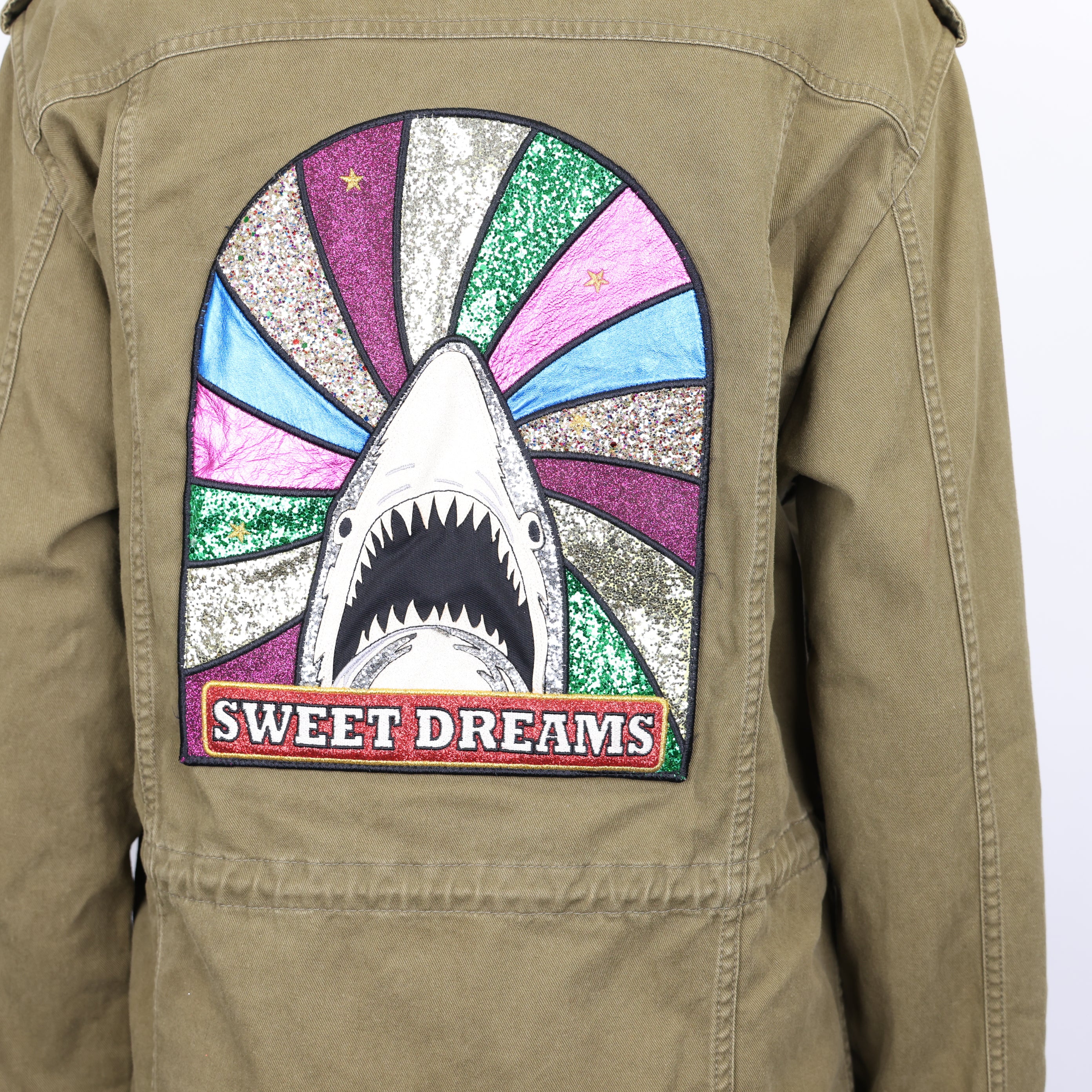 PRE OWNED- Saint Laurent slp army green logo embroidered jacket size 48 J0592C21194