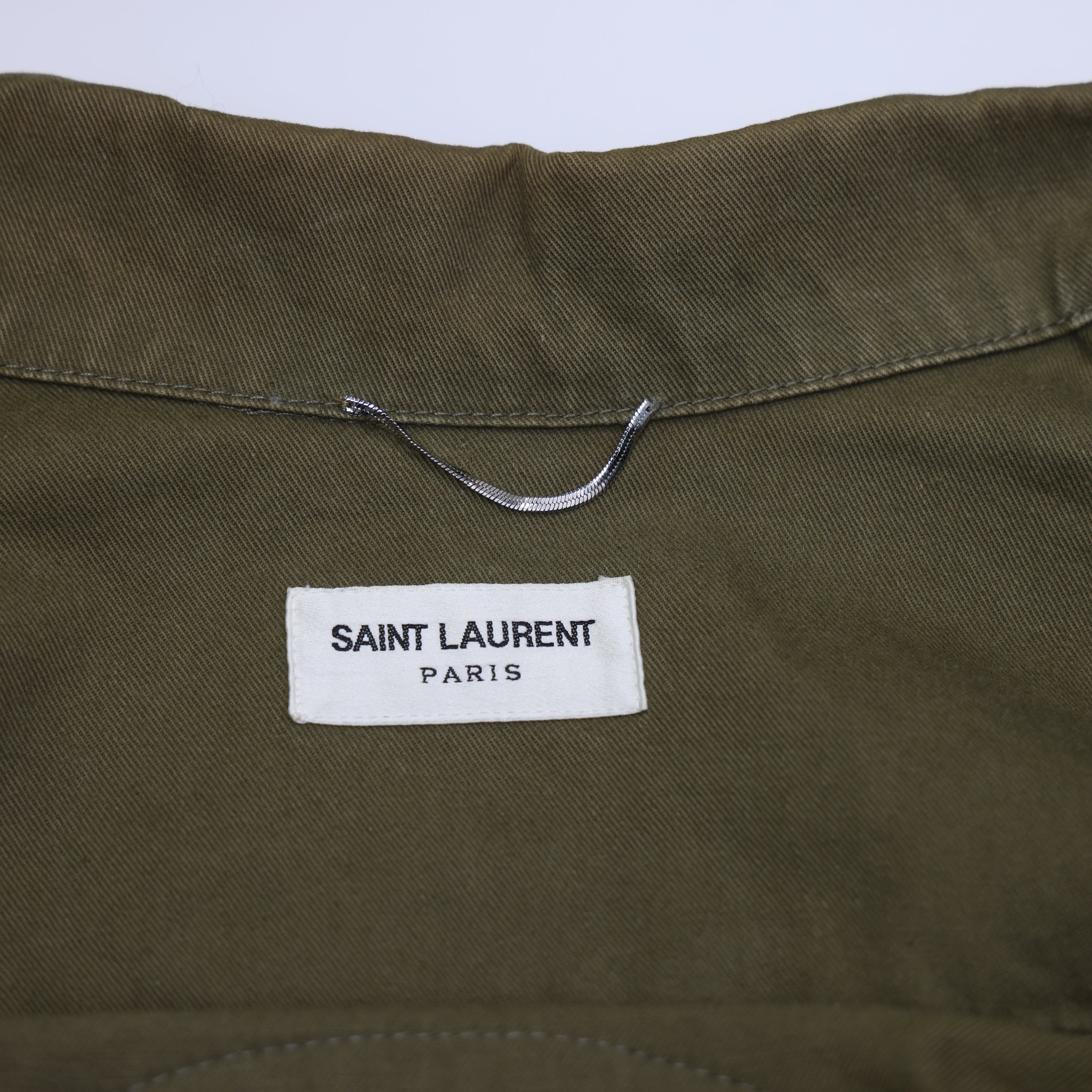 PRE OWNED- Saint Laurent slp army green logo embroidered jacket size 48 J0592C21194