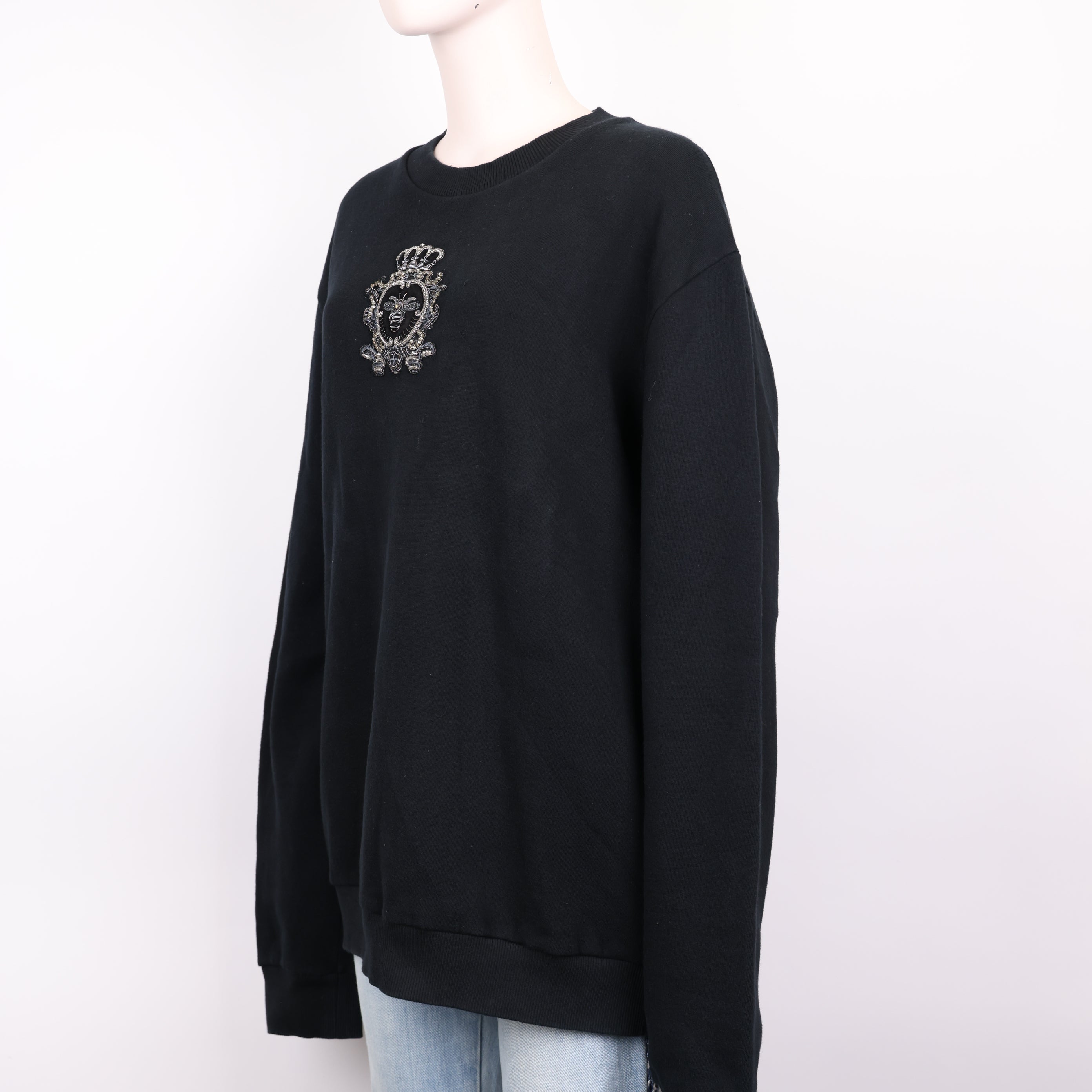 PRE OWNED- Dolce & Gabbana black crown embroidered sweatshirt size 54 J0605C28901