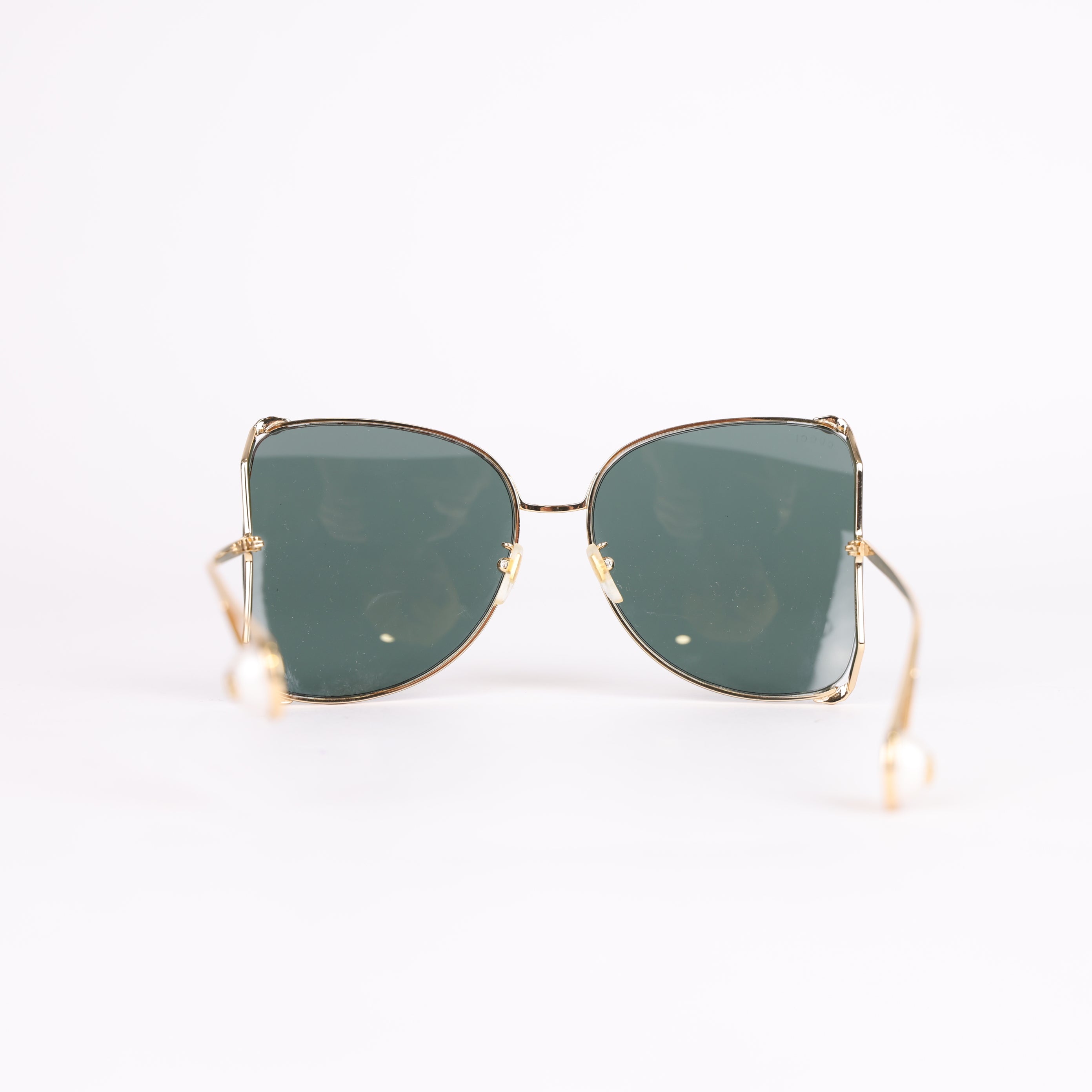 GUCCI Goldtone Metal Oversized Lens Cruise Snake Sunglasses - Pre Owned