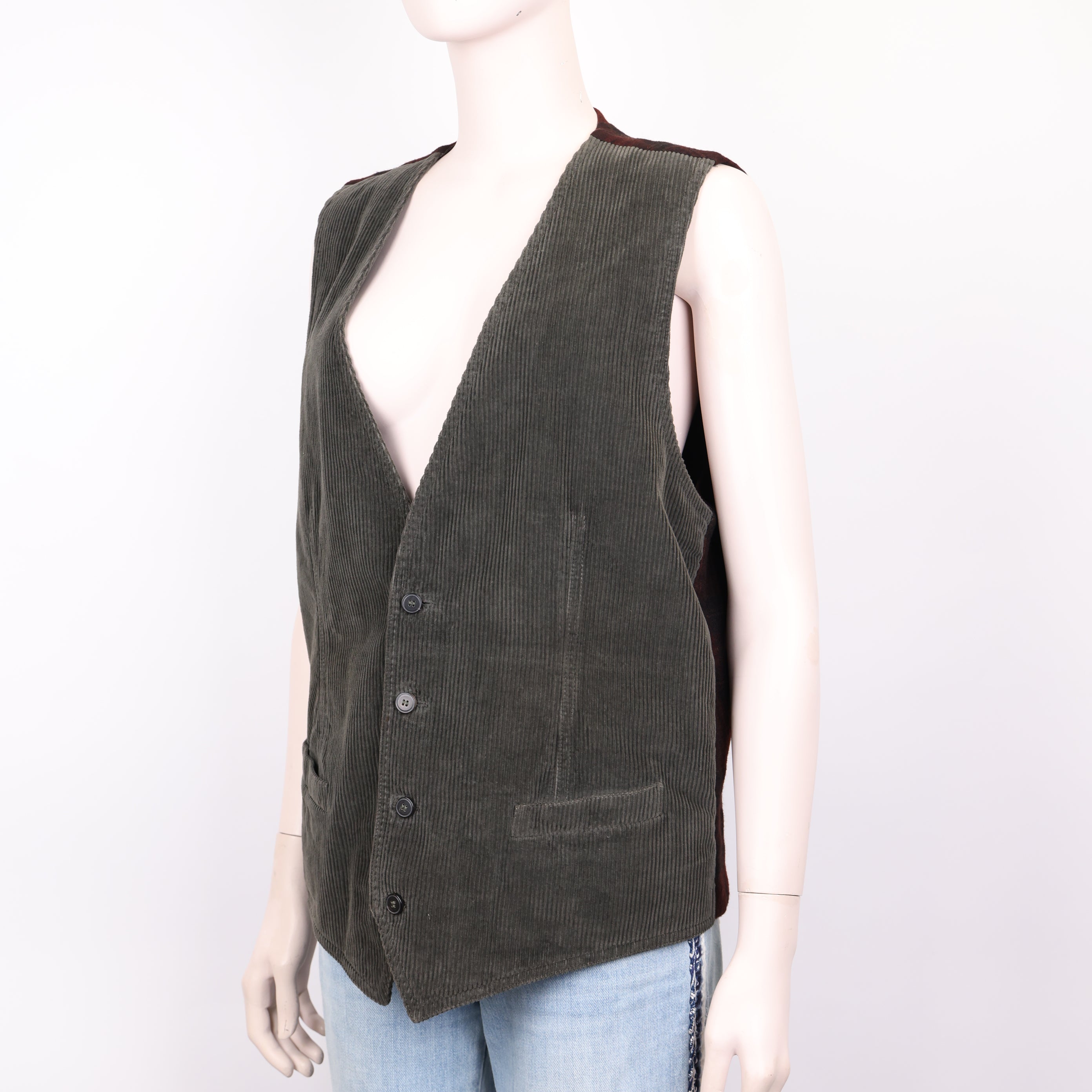 PRE OWNED- Dolce & Gabbana Corduroy Check Vest Size 50 J0600C80771