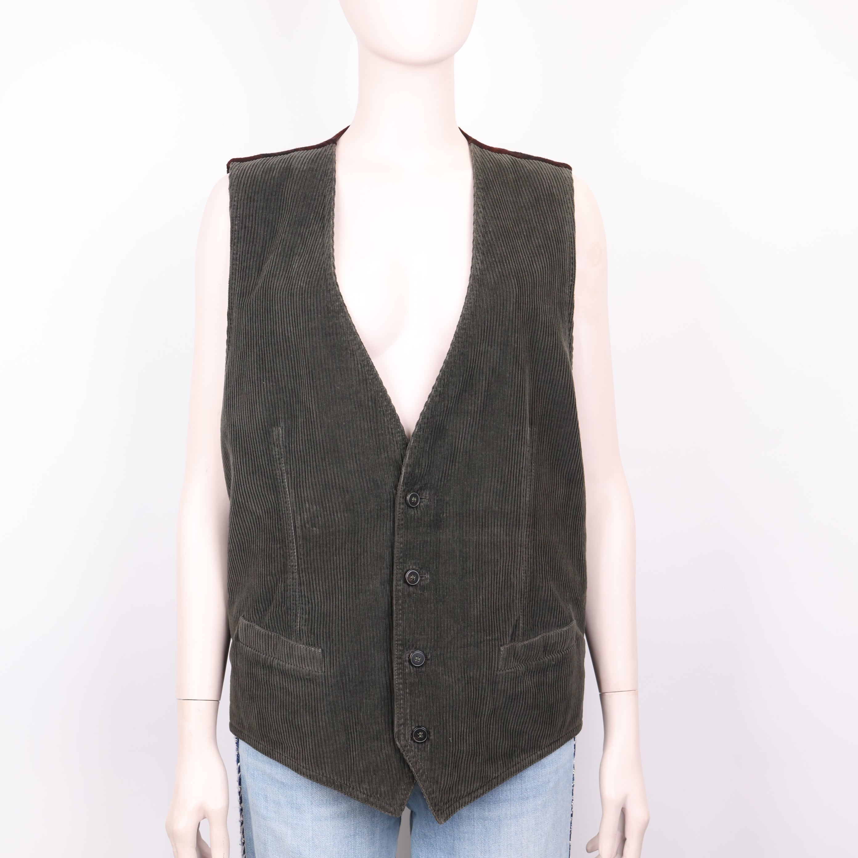 PRE OWNED- Dolce & Gabbana Corduroy Check Vest Size 50 J0600C80771