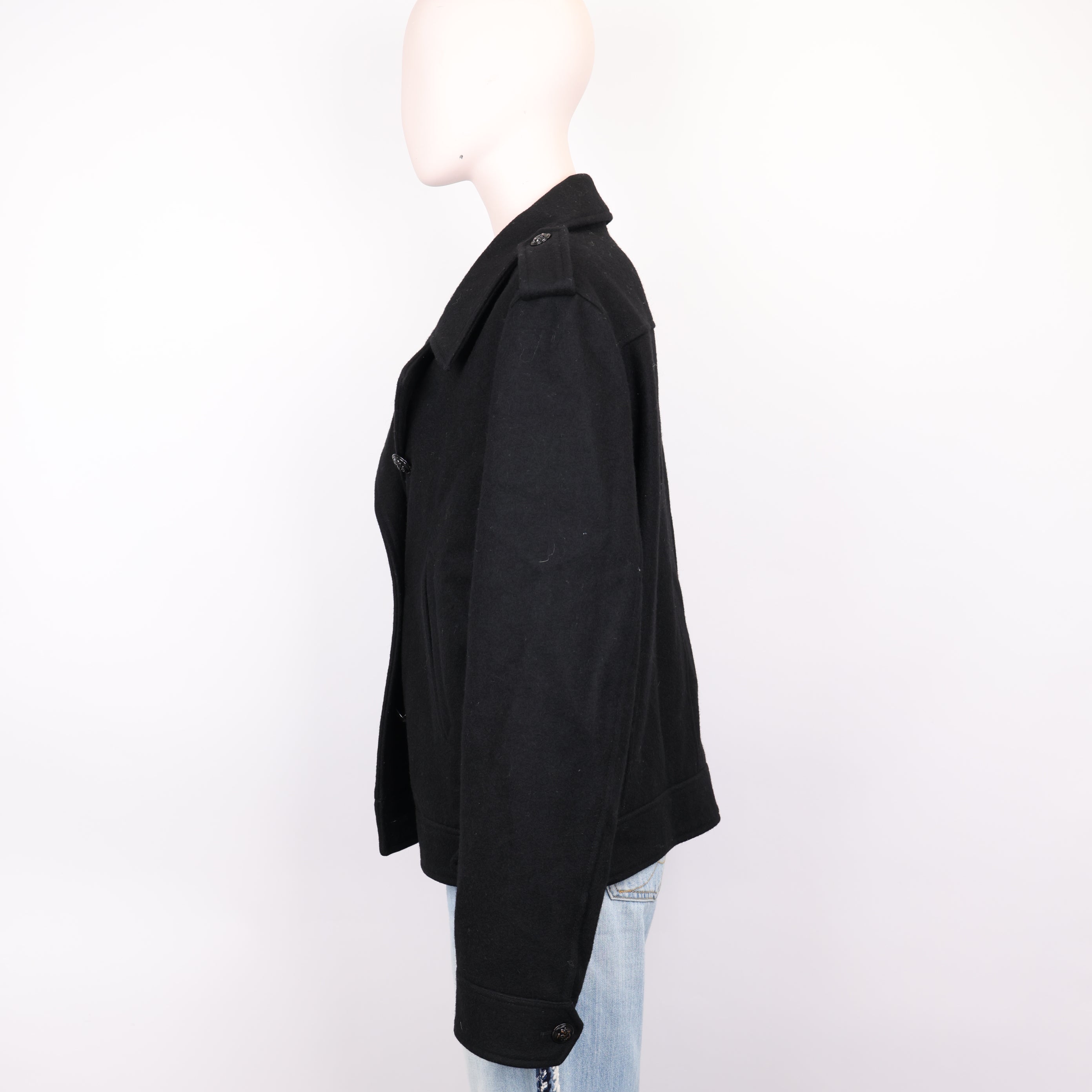 PRE OWNED- Saint Laurent slp black double-breasted short coat size 50 J0591C66672