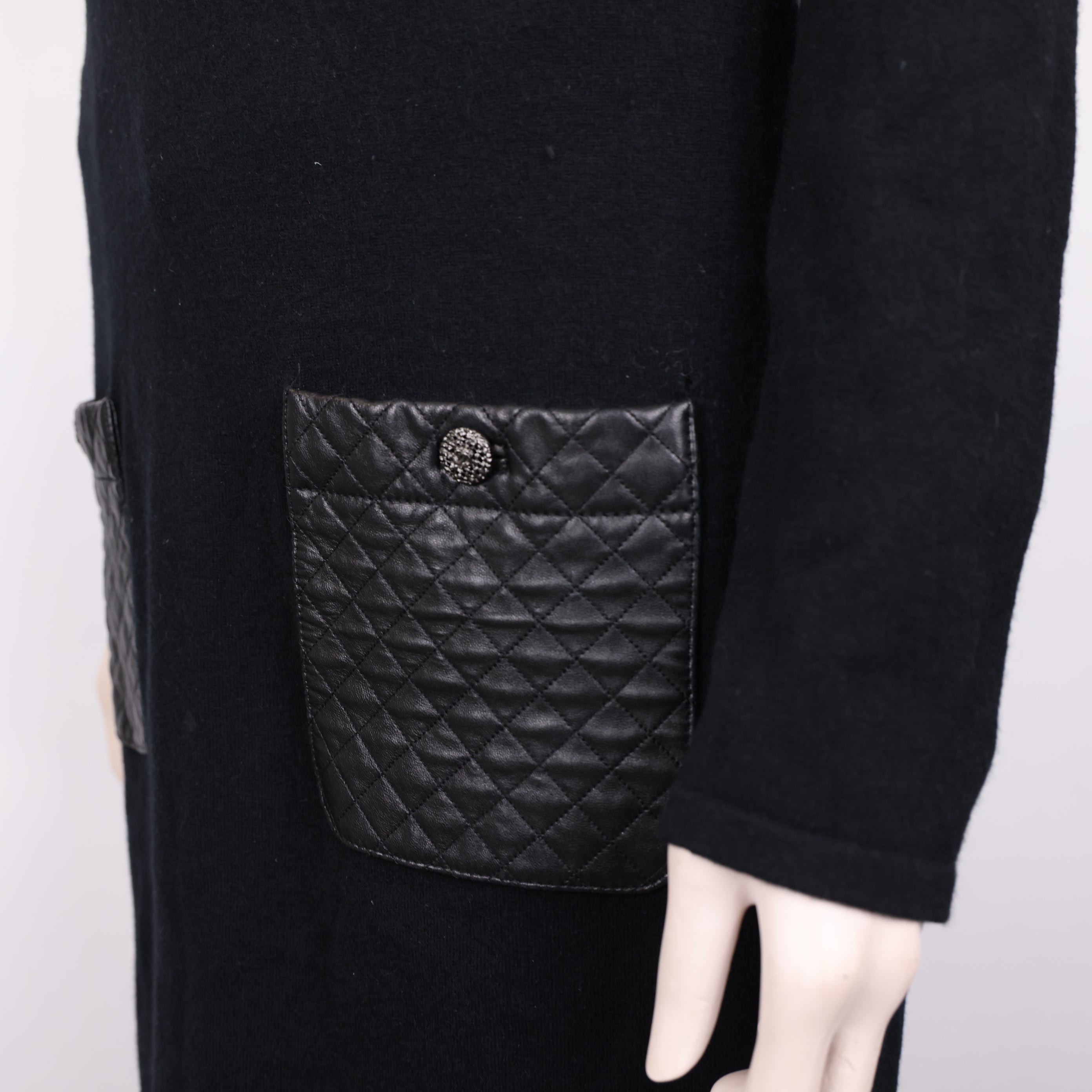 PRE OWNED- CHANEL Black Pocket Leather Dress Size 38 J0586C12904