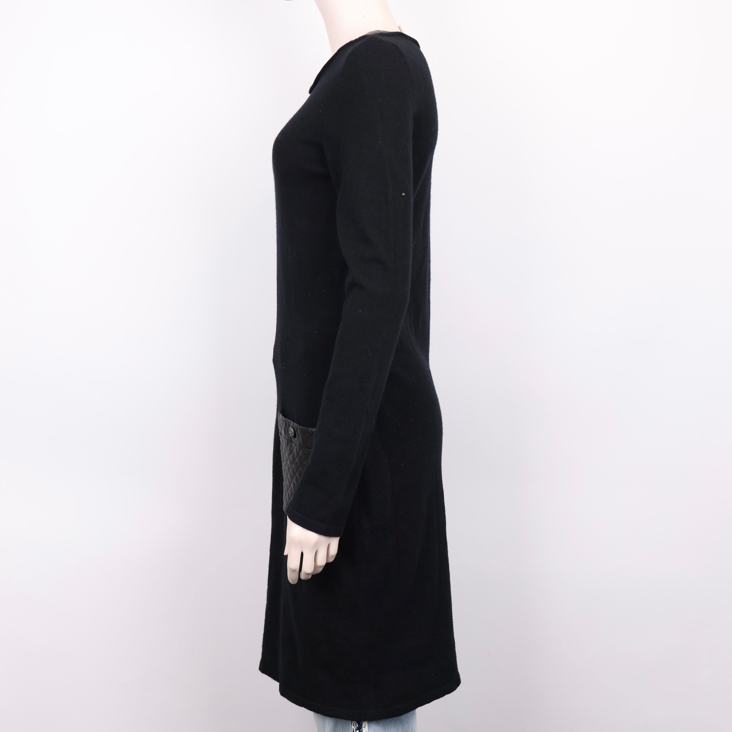 PRE OWNED- CHANEL Black Pocket Leather Dress Size 38 J0586C12904