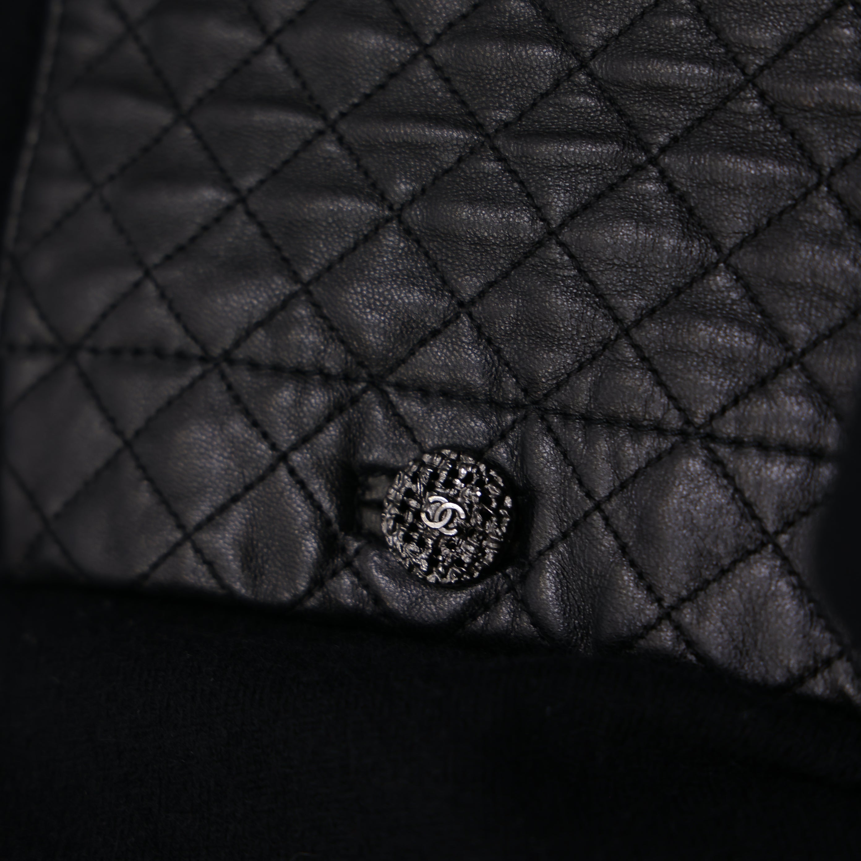 PRE OWNED- CHANEL Black Pocket Leather Dress Size 38 J0586C12904