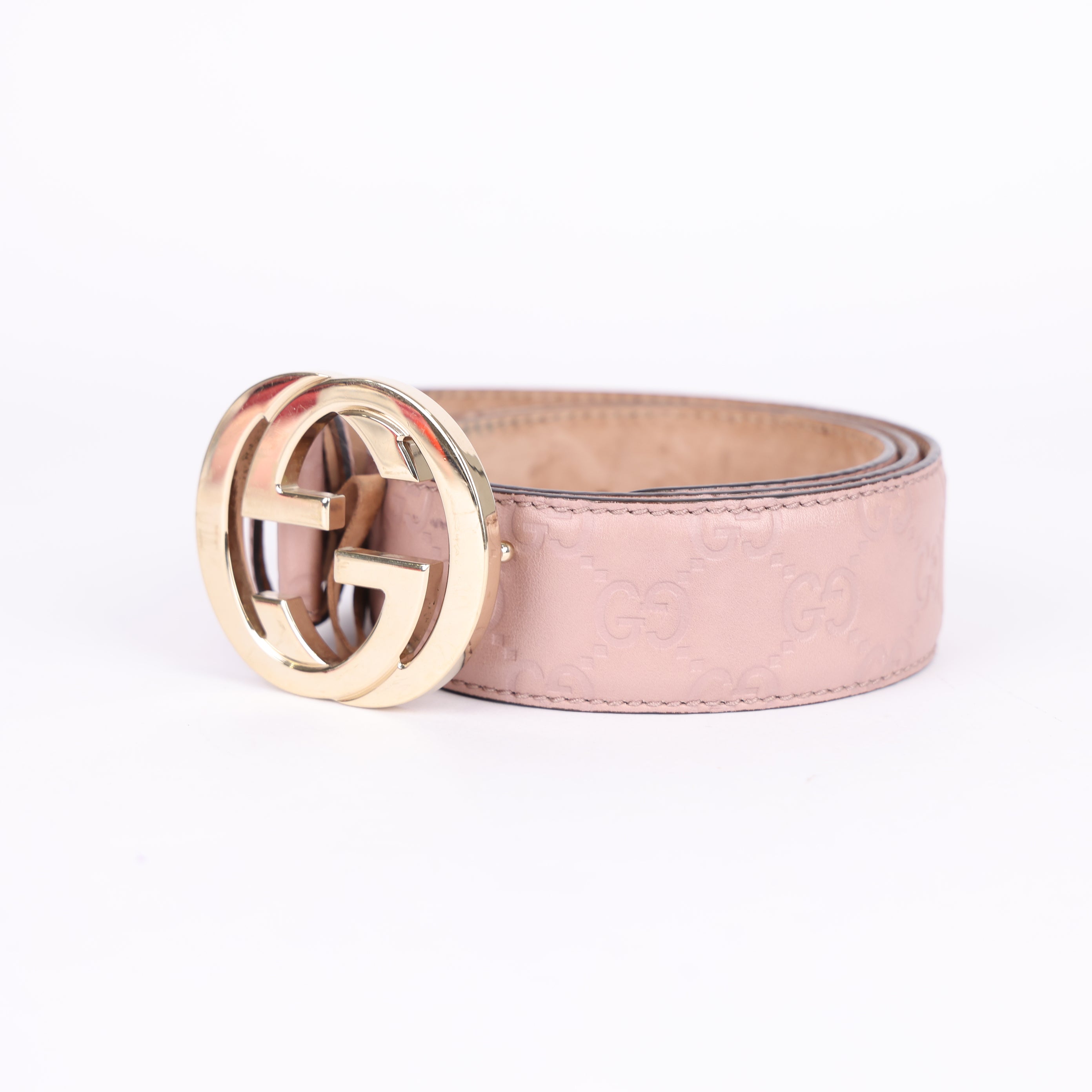 Gucci Light Pink Signature Belt - Pre Owned