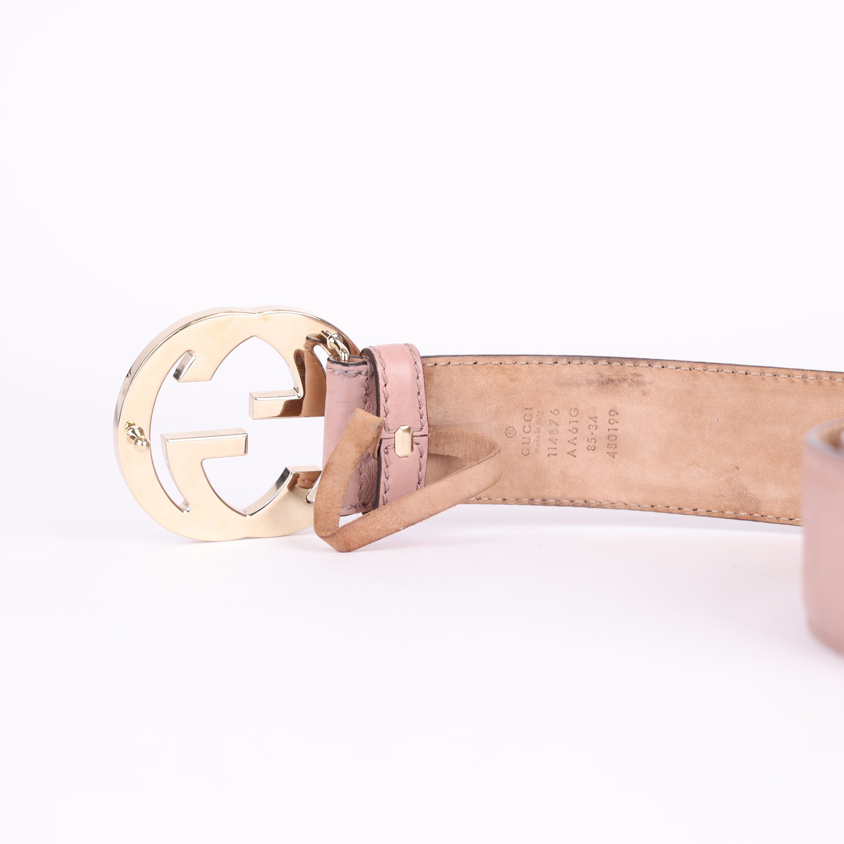 Gucci Light Pink Signature Belt - Pre Owned