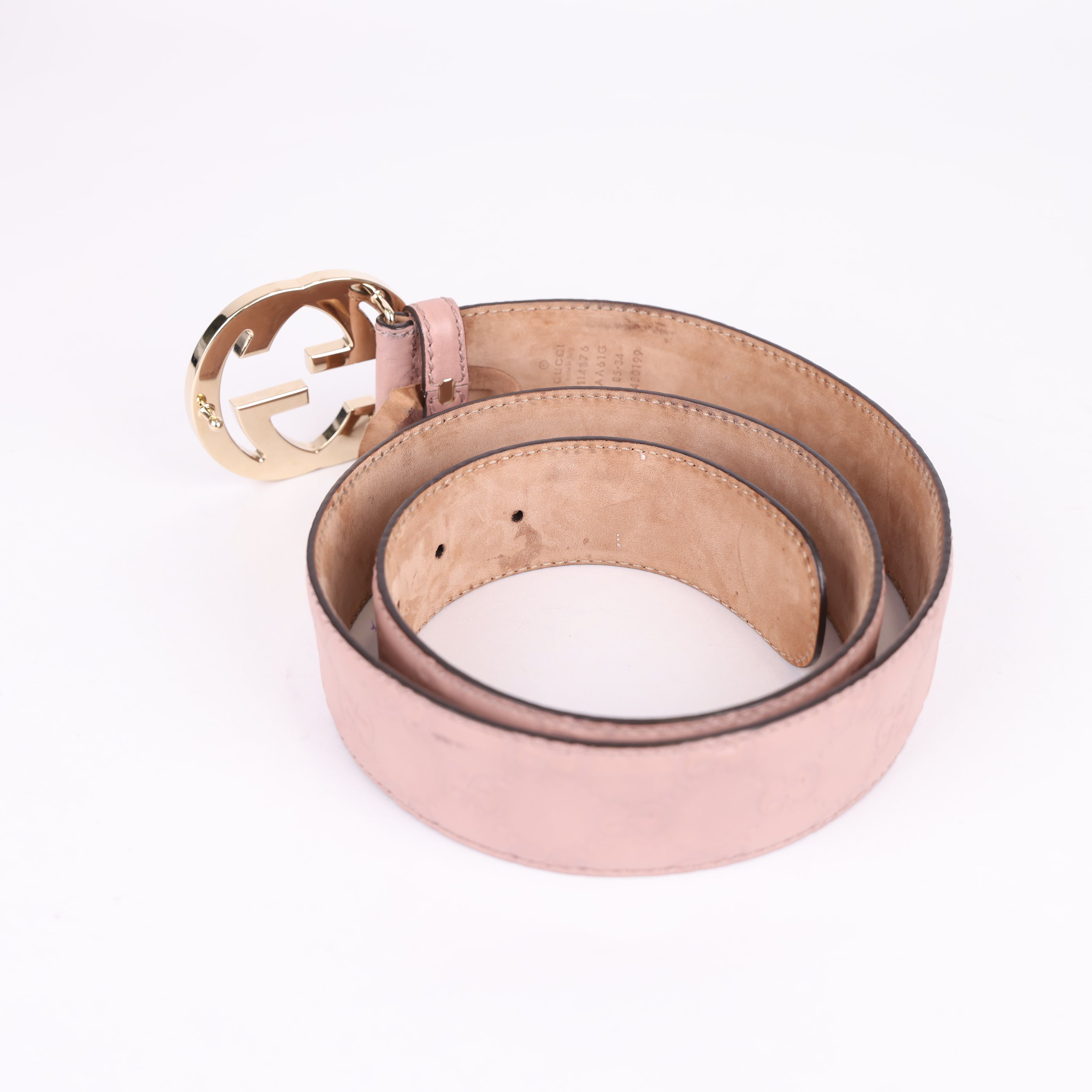 Gucci Light Pink Signature Belt - Pre Owned