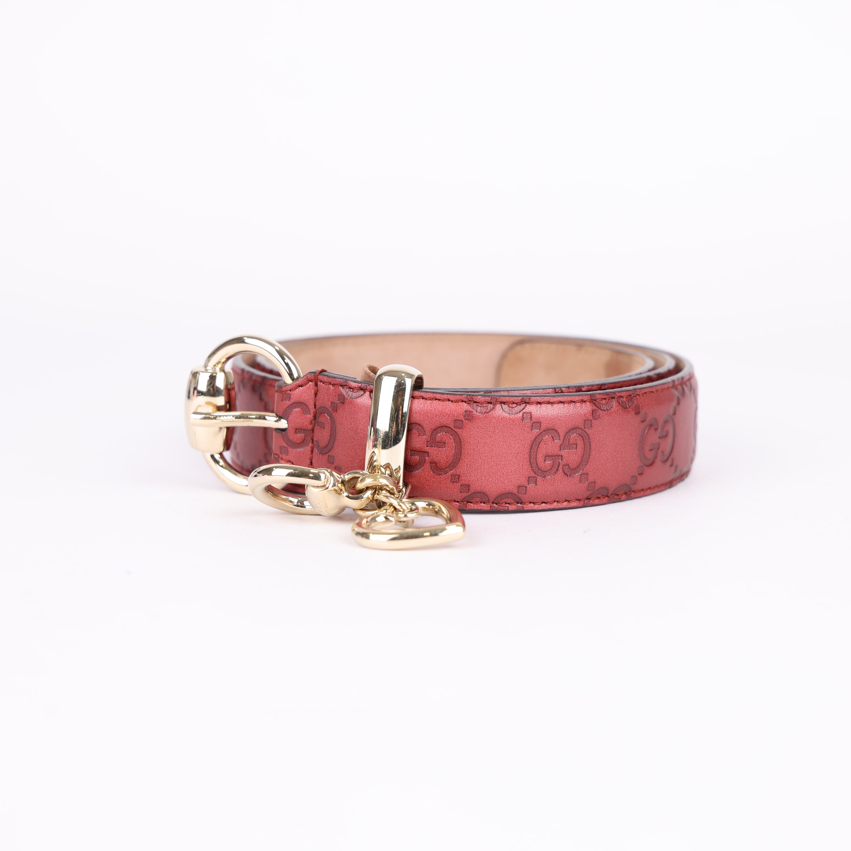 Gucci Maroon Guccissima Leather Buckle Belt- Pre Owned