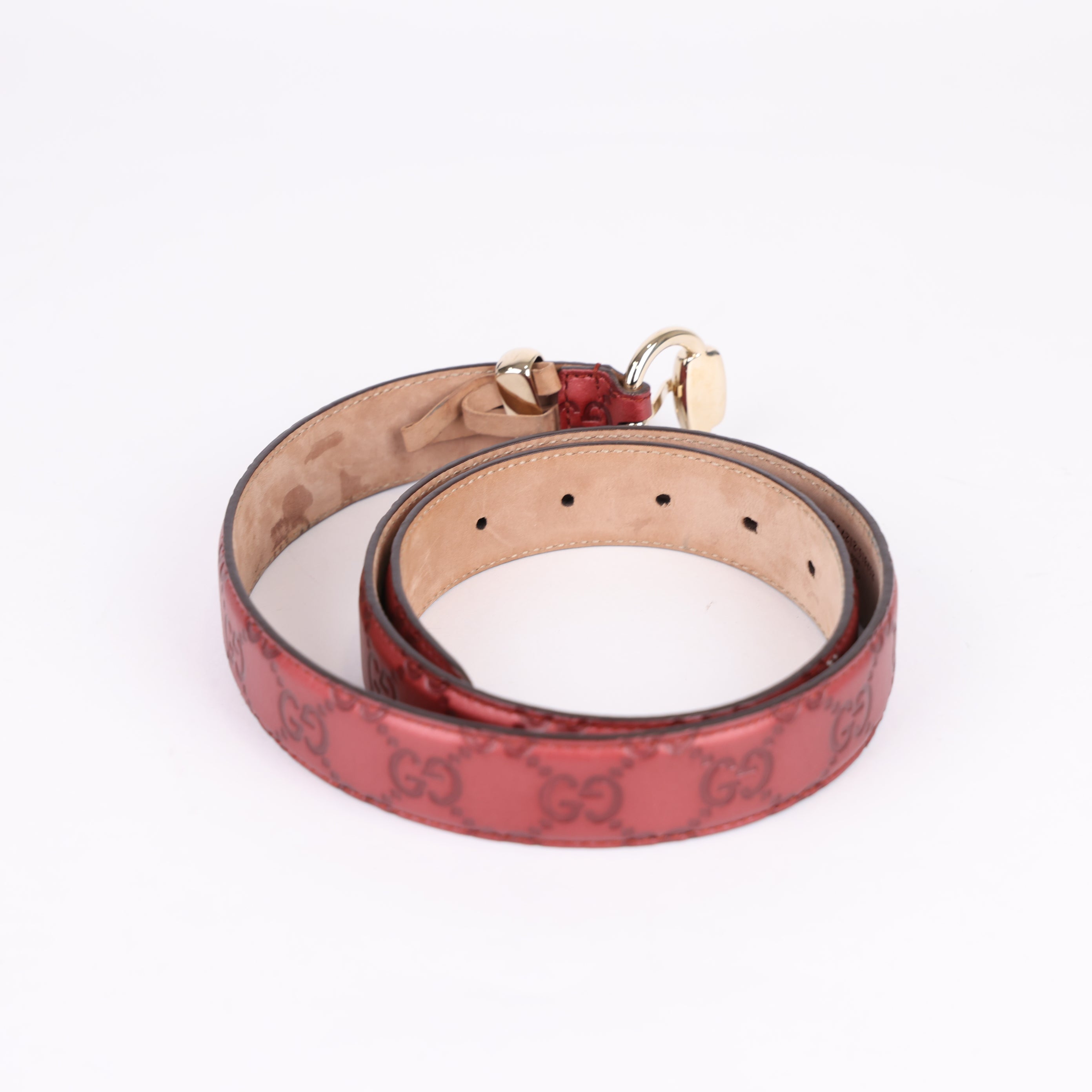 Gucci Maroon Guccissima Leather Buckle Belt- Pre Owned