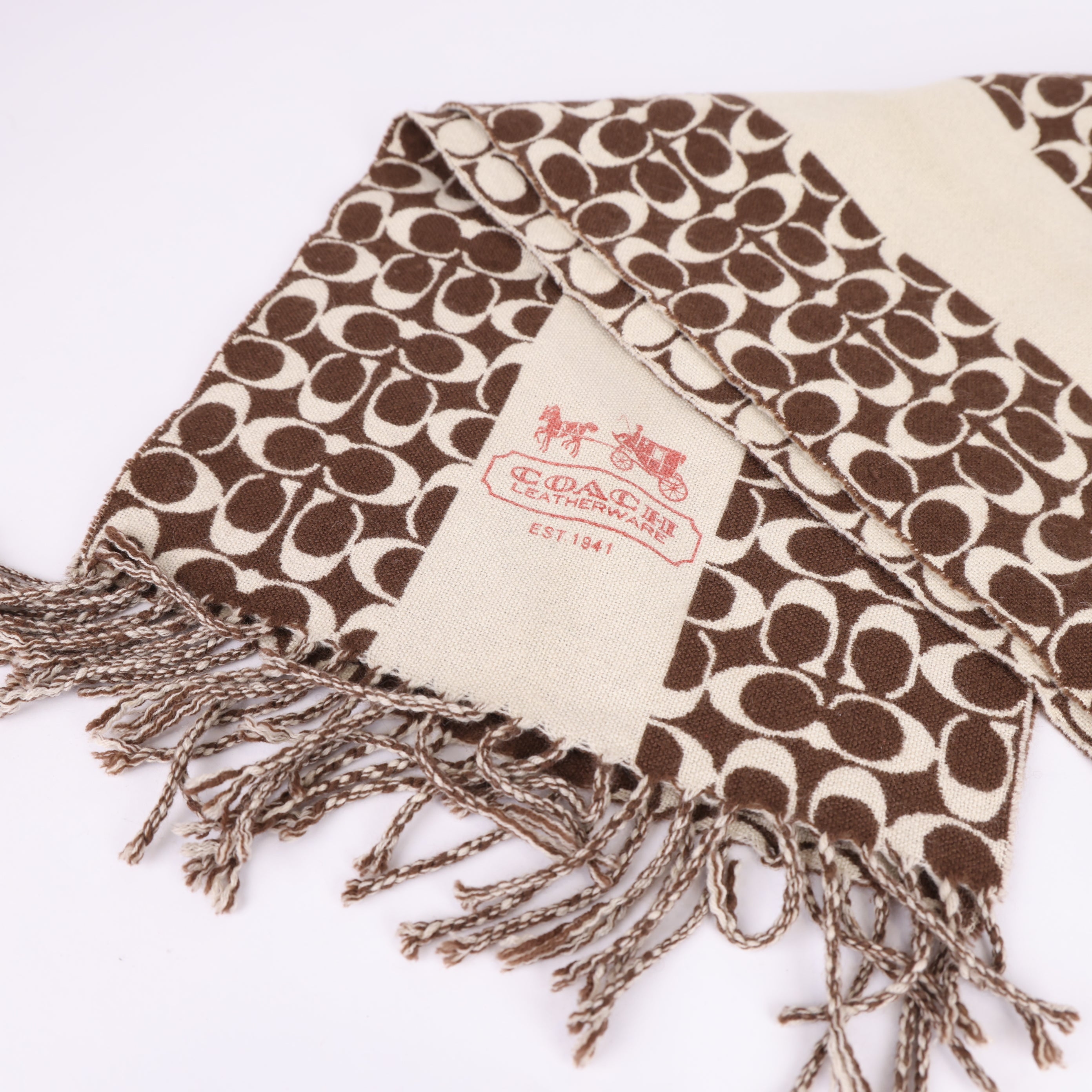 COACH Color-Block Signature Logo Scarf- Pre Owned