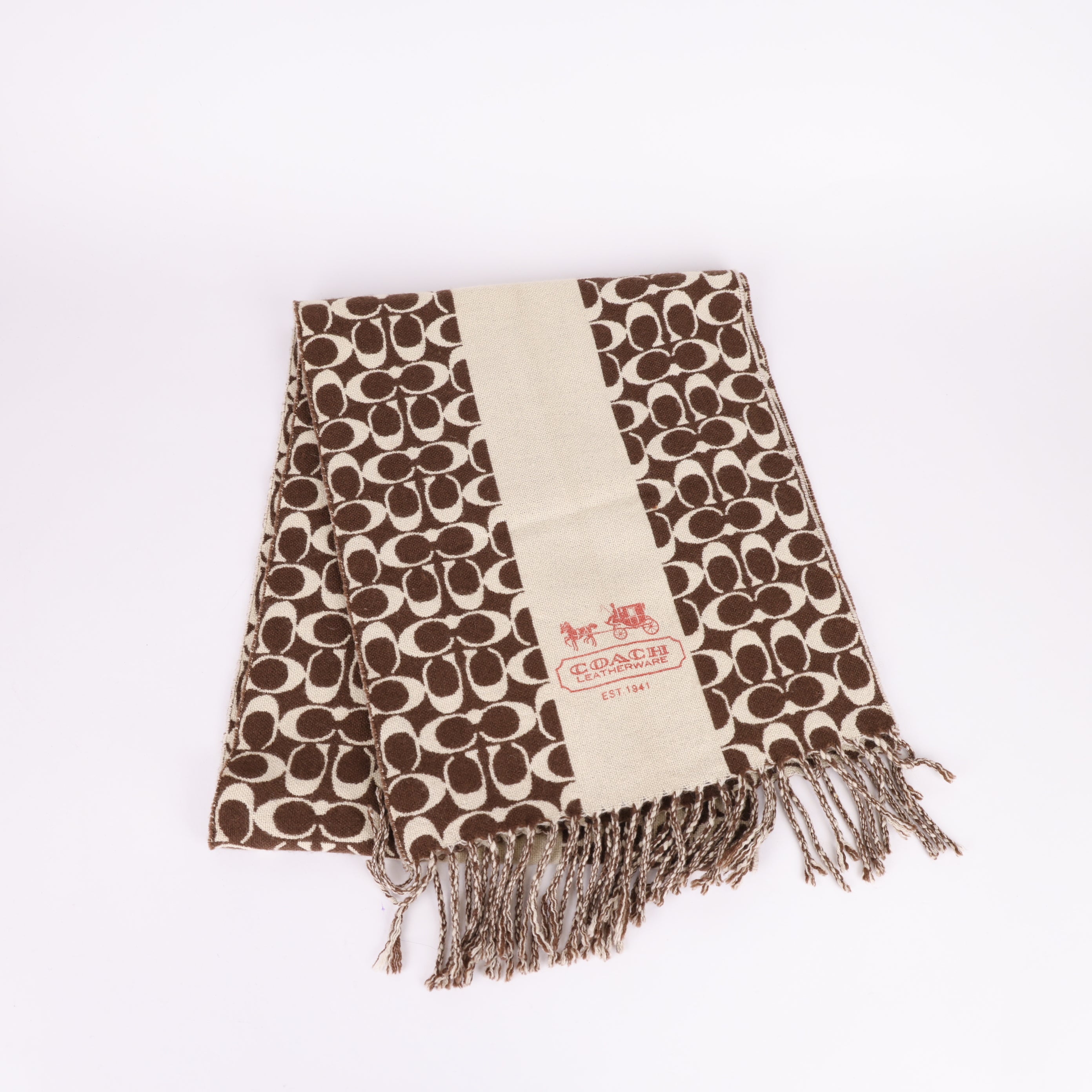 COACH Color-Block Signature Logo Scarf- Pre Owned