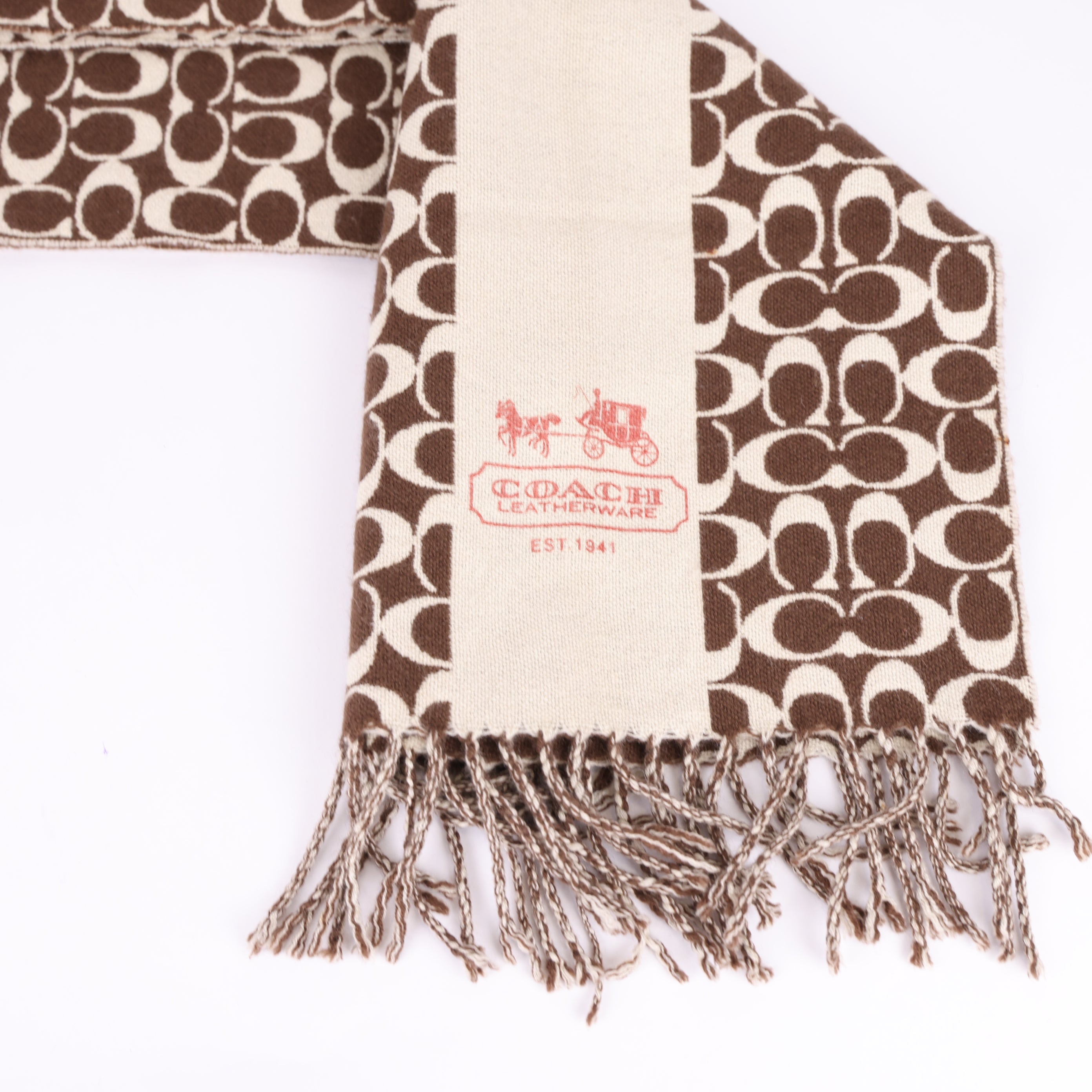 COACH Color-Block Signature Logo Scarf- Pre Owned