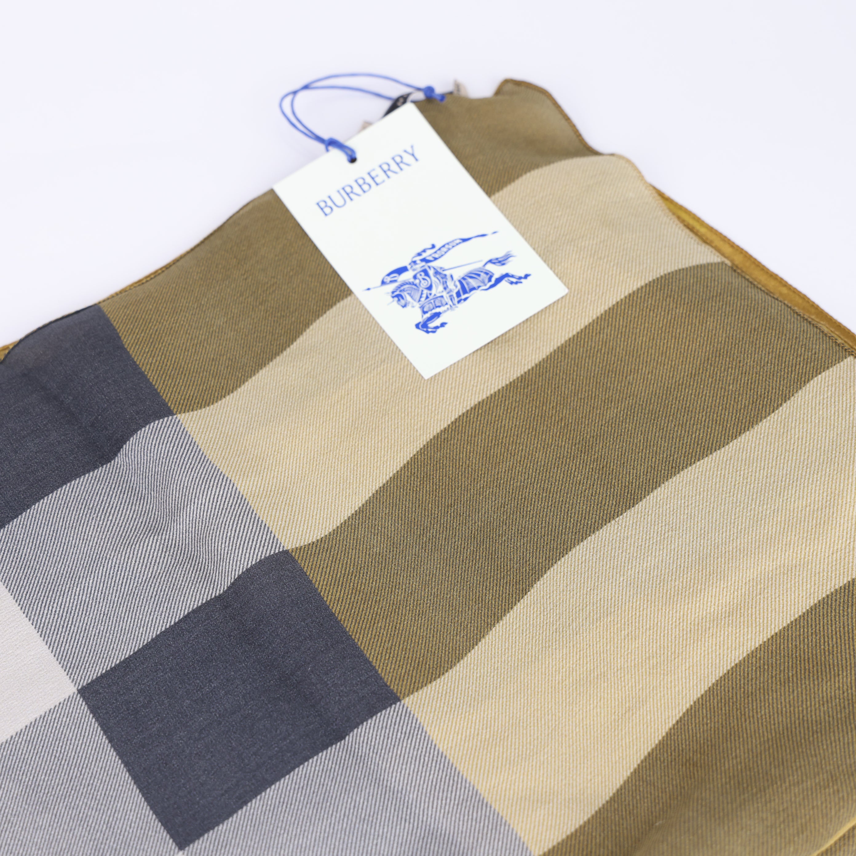 Burberry Yellow/Green Giant Check Print Silk Stole SCARF- Pre Owned