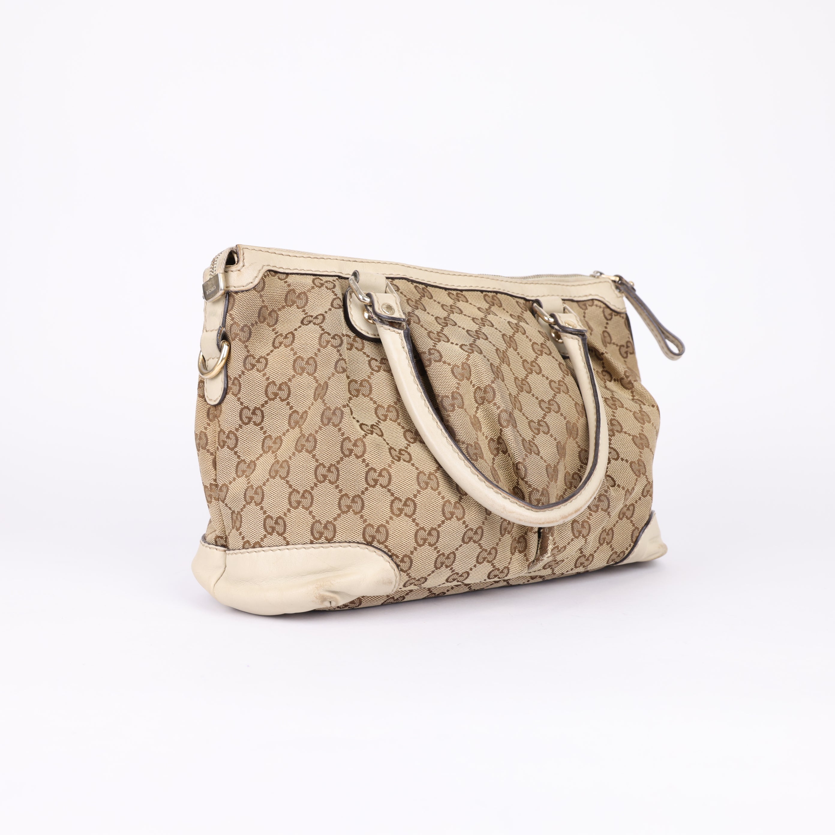 Gucci GG Canvas Sukey Medium Satchel Brown Beige- Pre Owned