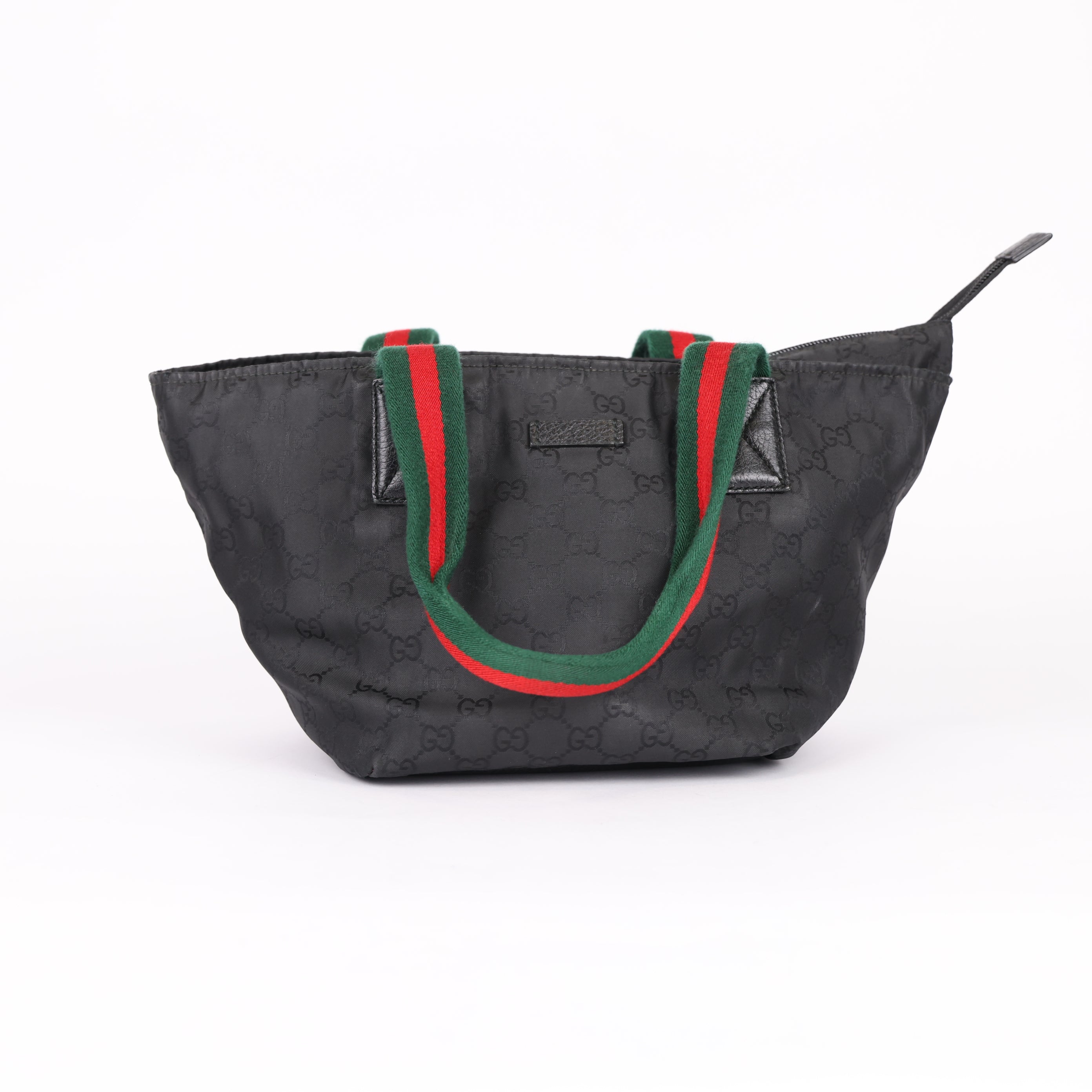 Gucci GG Canvas Medium Web Bucket Tote Black- Pre Owned