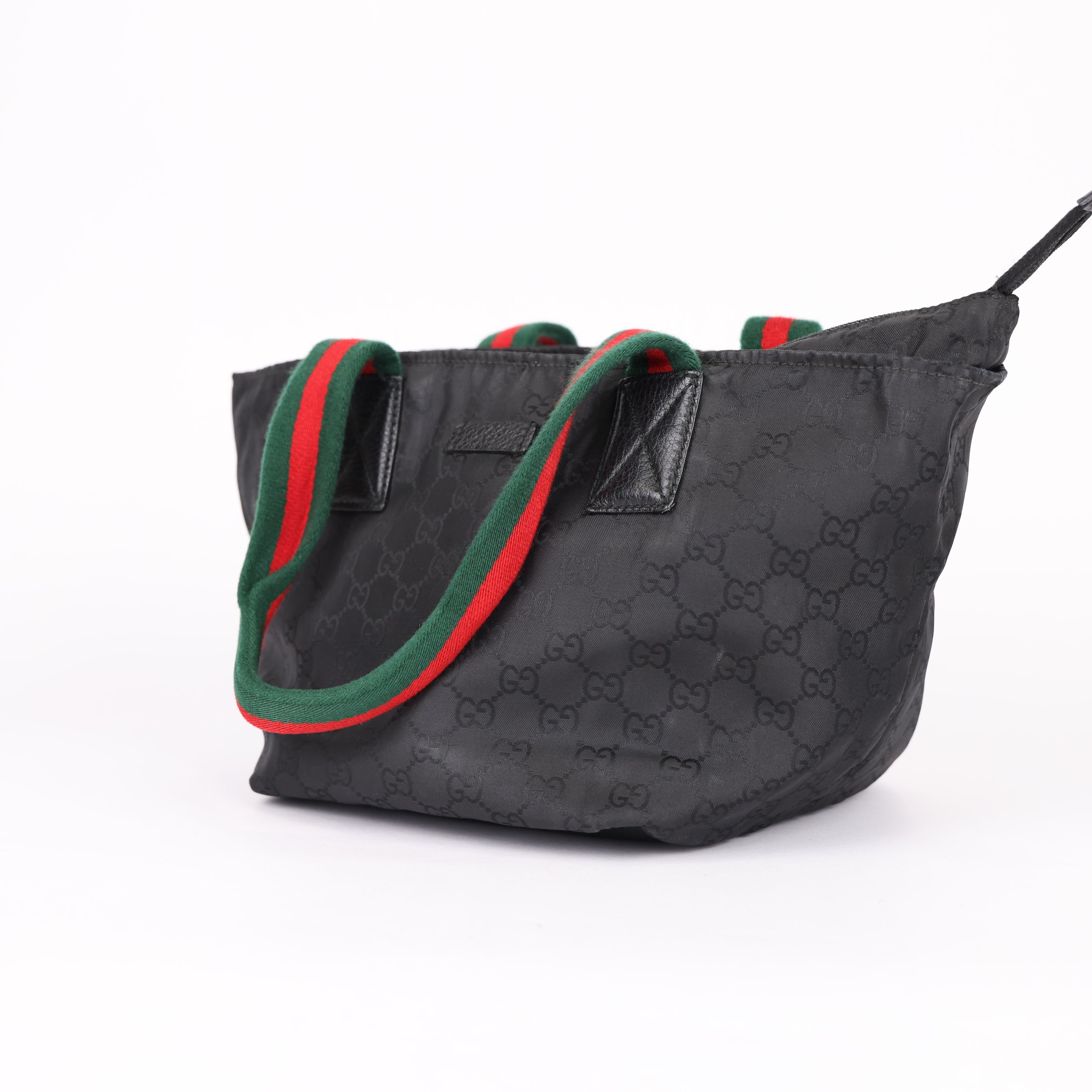 Gucci GG Canvas Medium Web Bucket Tote Black- Pre Owned