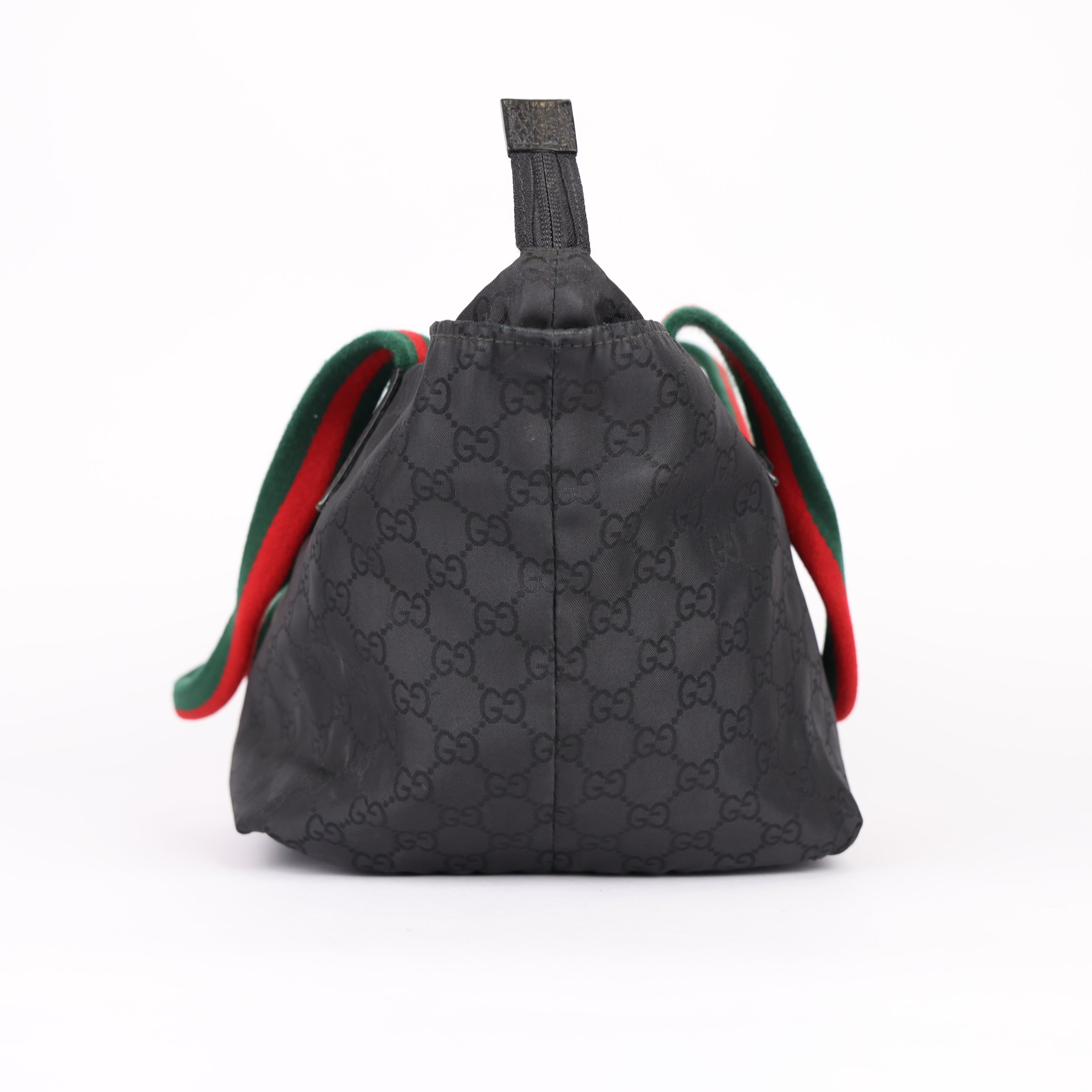 Gucci GG Canvas Medium Web Bucket Tote Black- Pre Owned