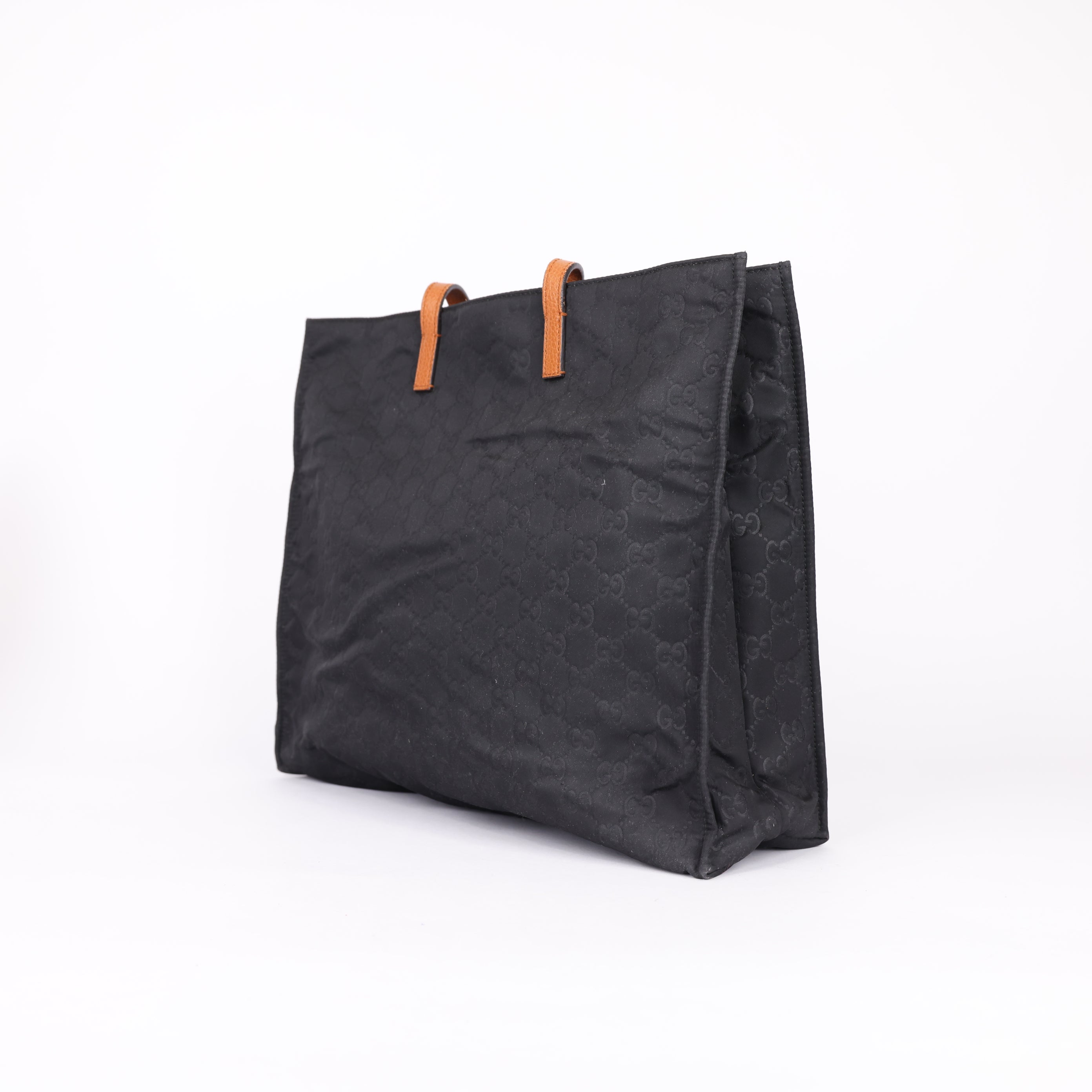 Gucci Black GG Nylon Tote Bag Brown- Pre Owned