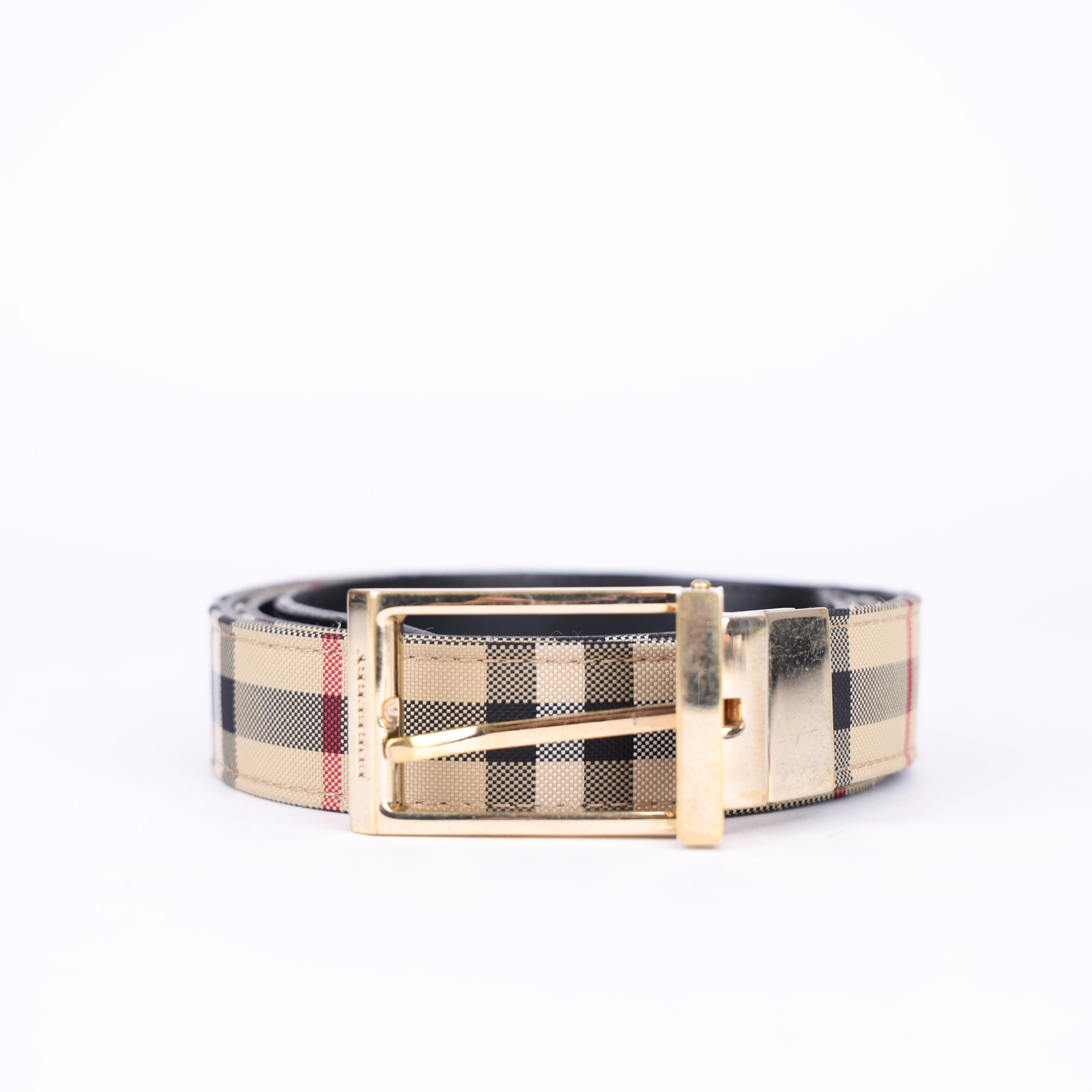 Burberry Vintage Check & Leather Reversible Belt- Pre Owned