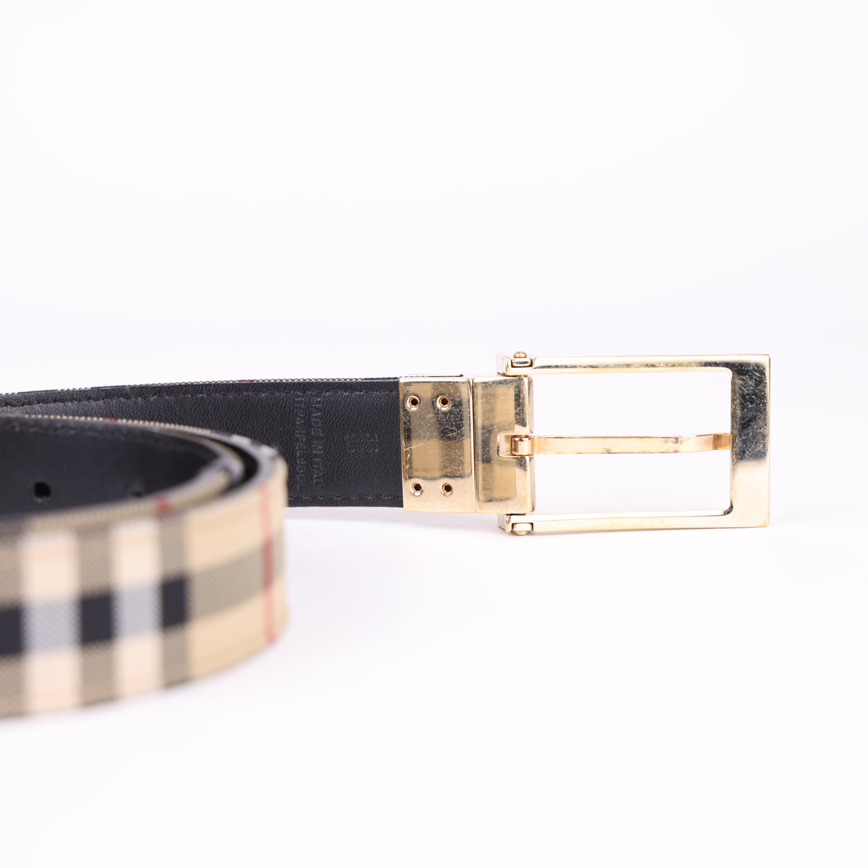 Burberry Vintage Check & Leather Reversible Belt- Pre Owned