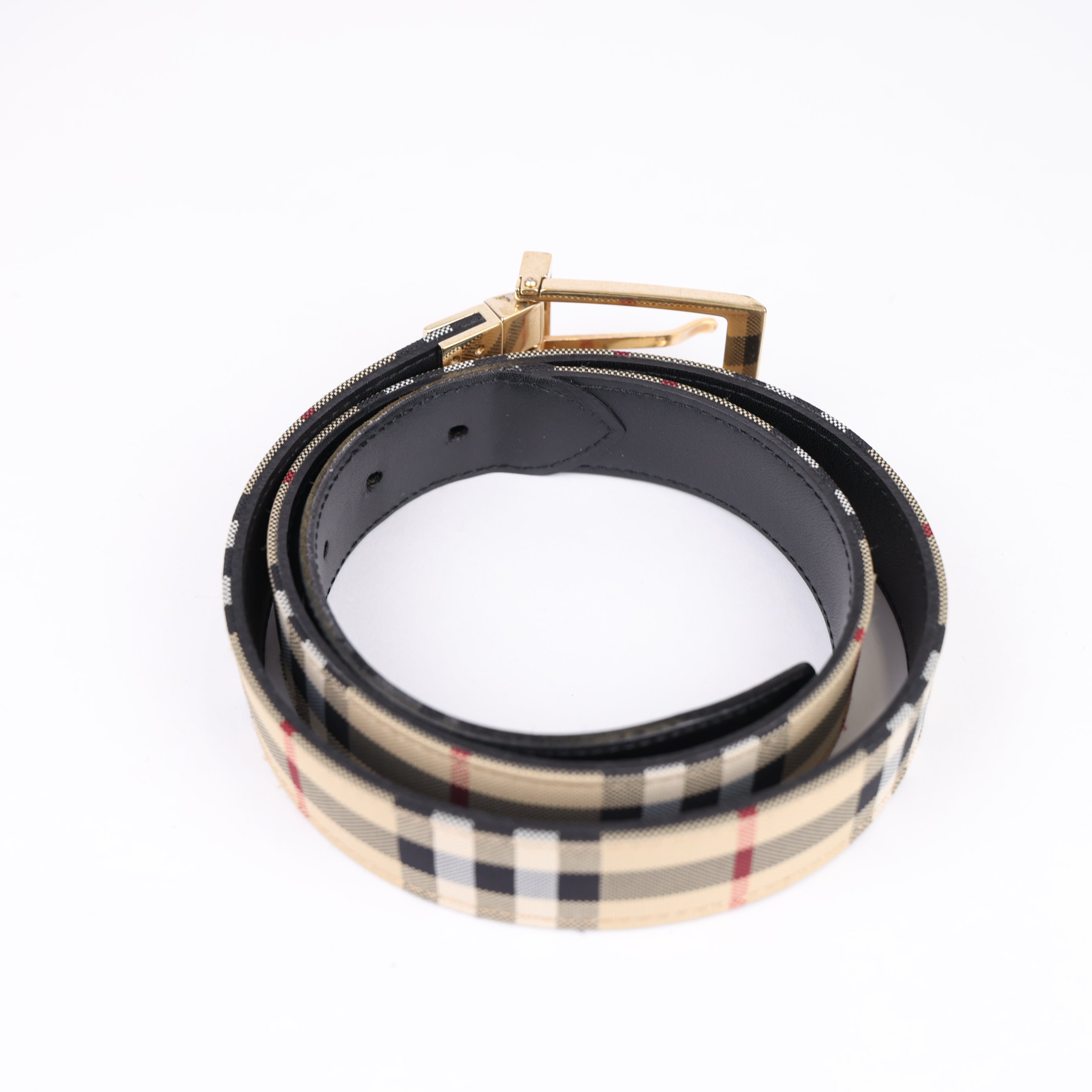 Burberry Vintage Check & Leather Reversible Belt- Pre Owned